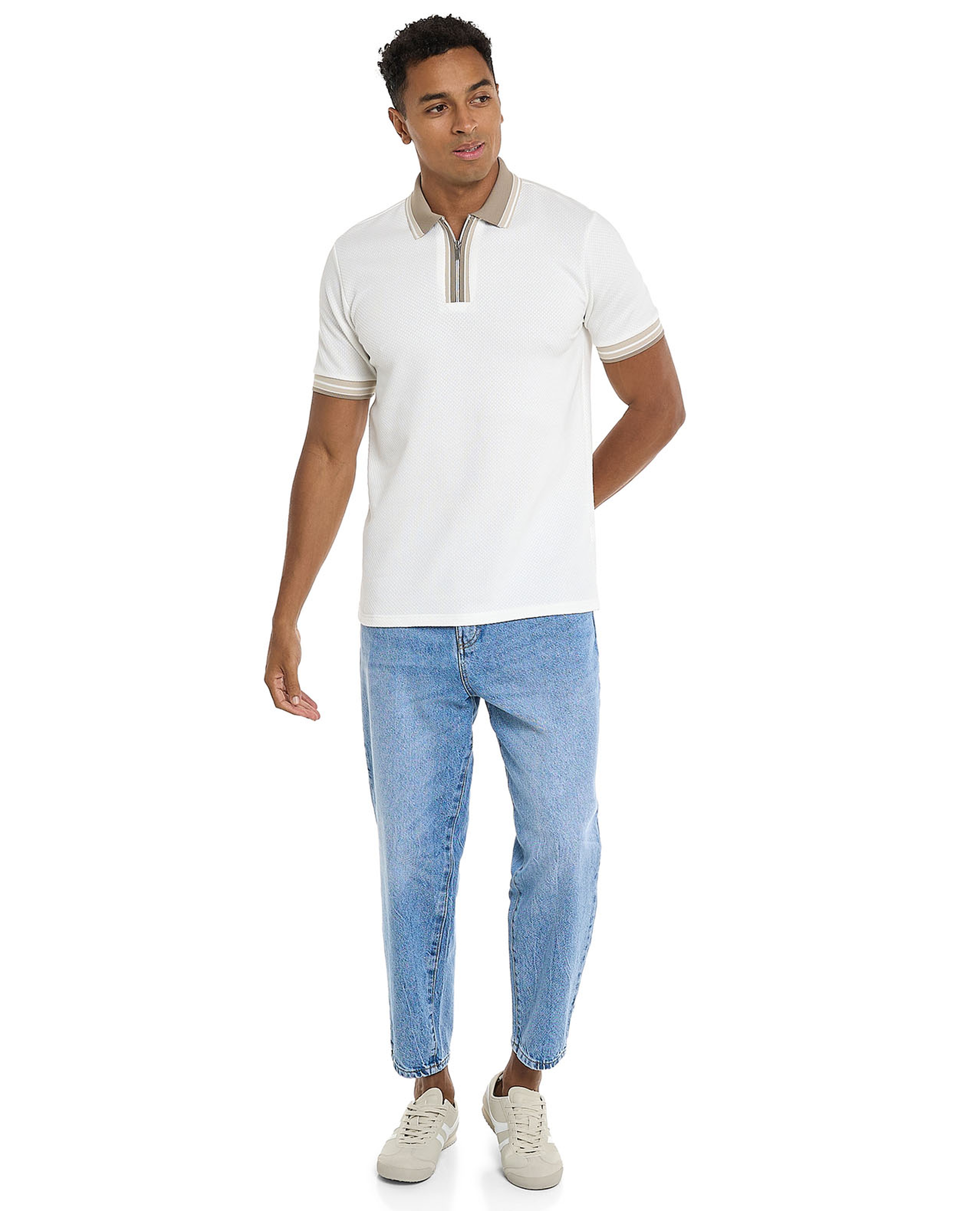 Contrast Tipping Polo T-Shirt with Short Sleeves