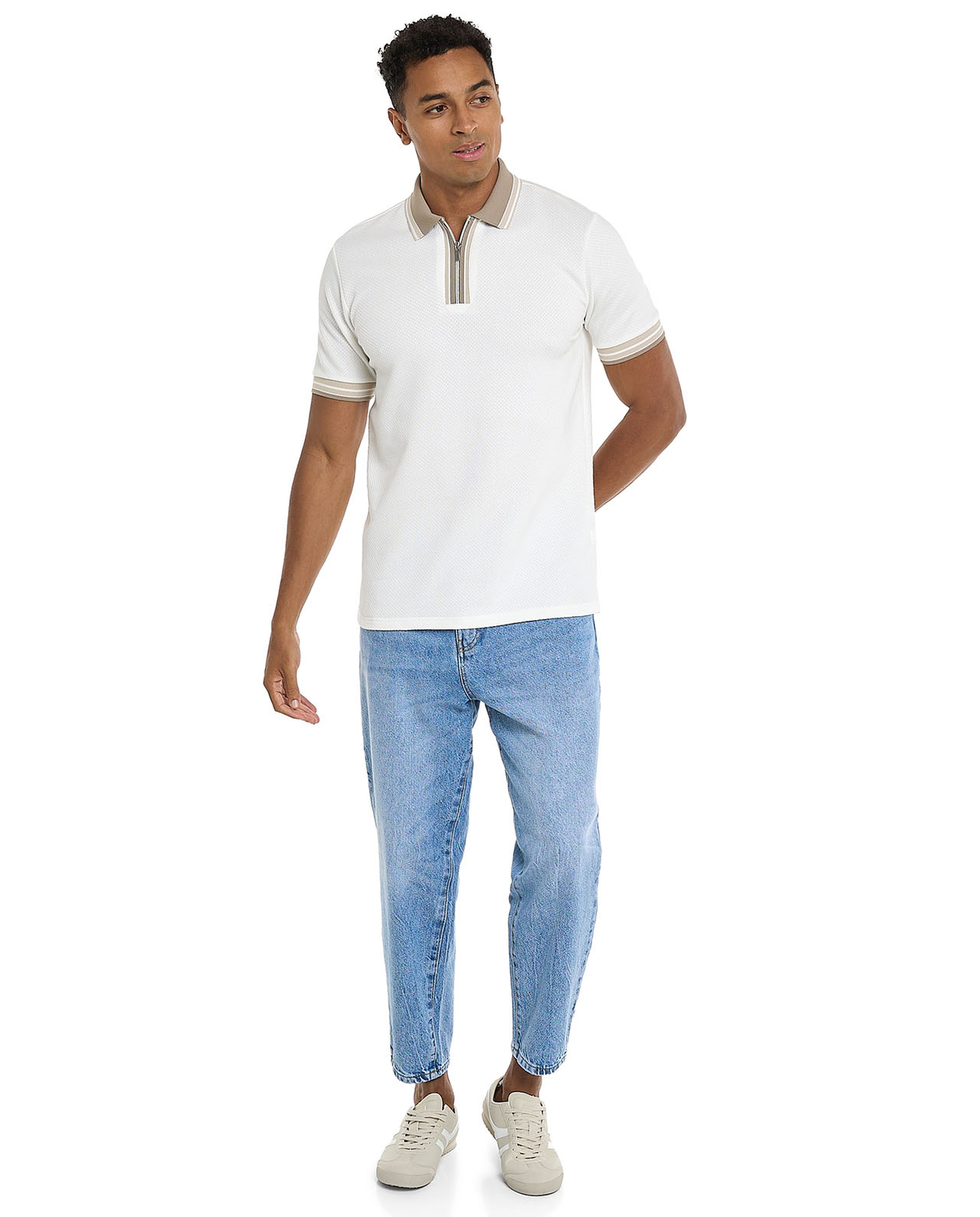 Contrast Tipping Polo T-Shirt with Short Sleeves