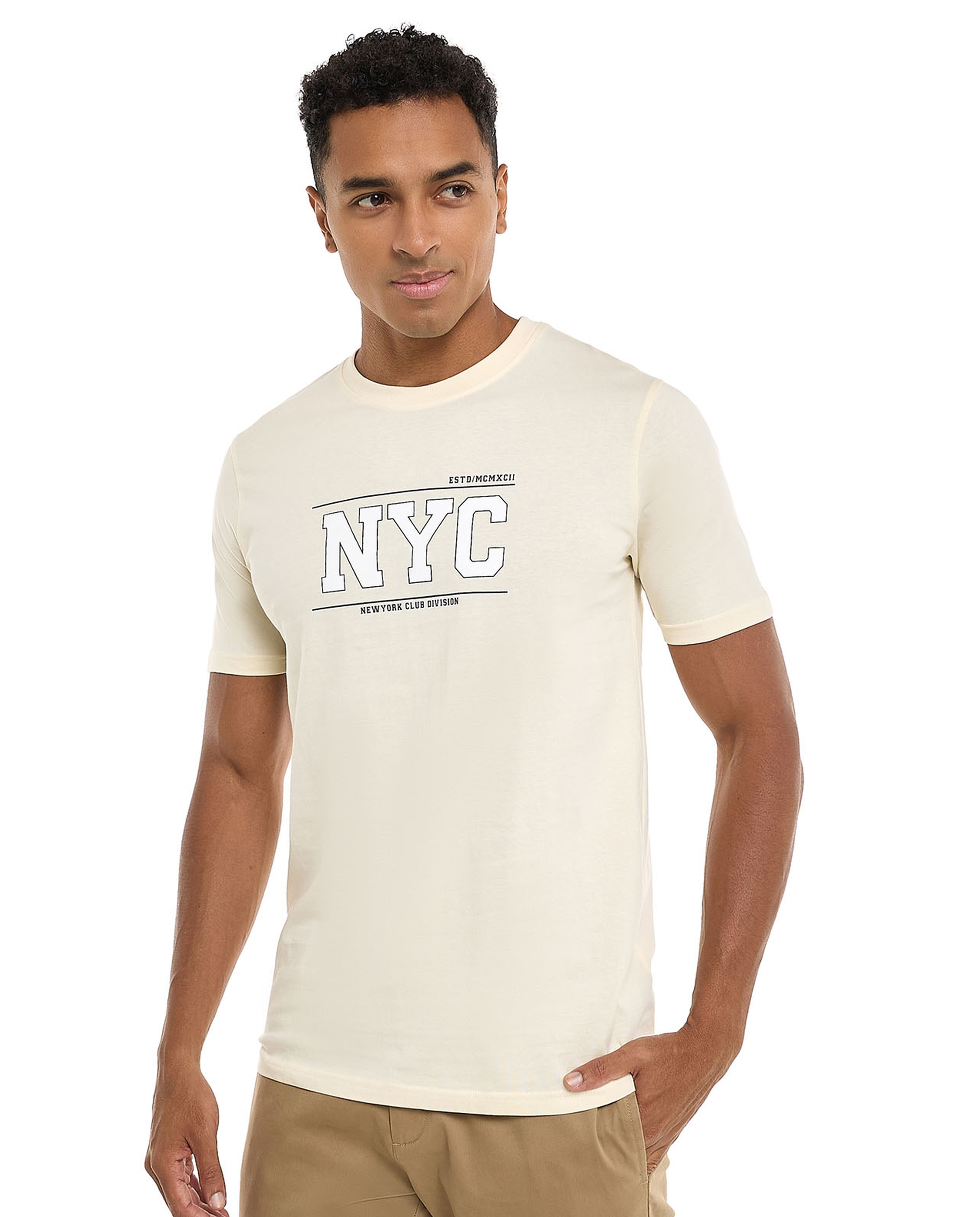 Printed T-Shirt with Crew Neck and Short Sleeves