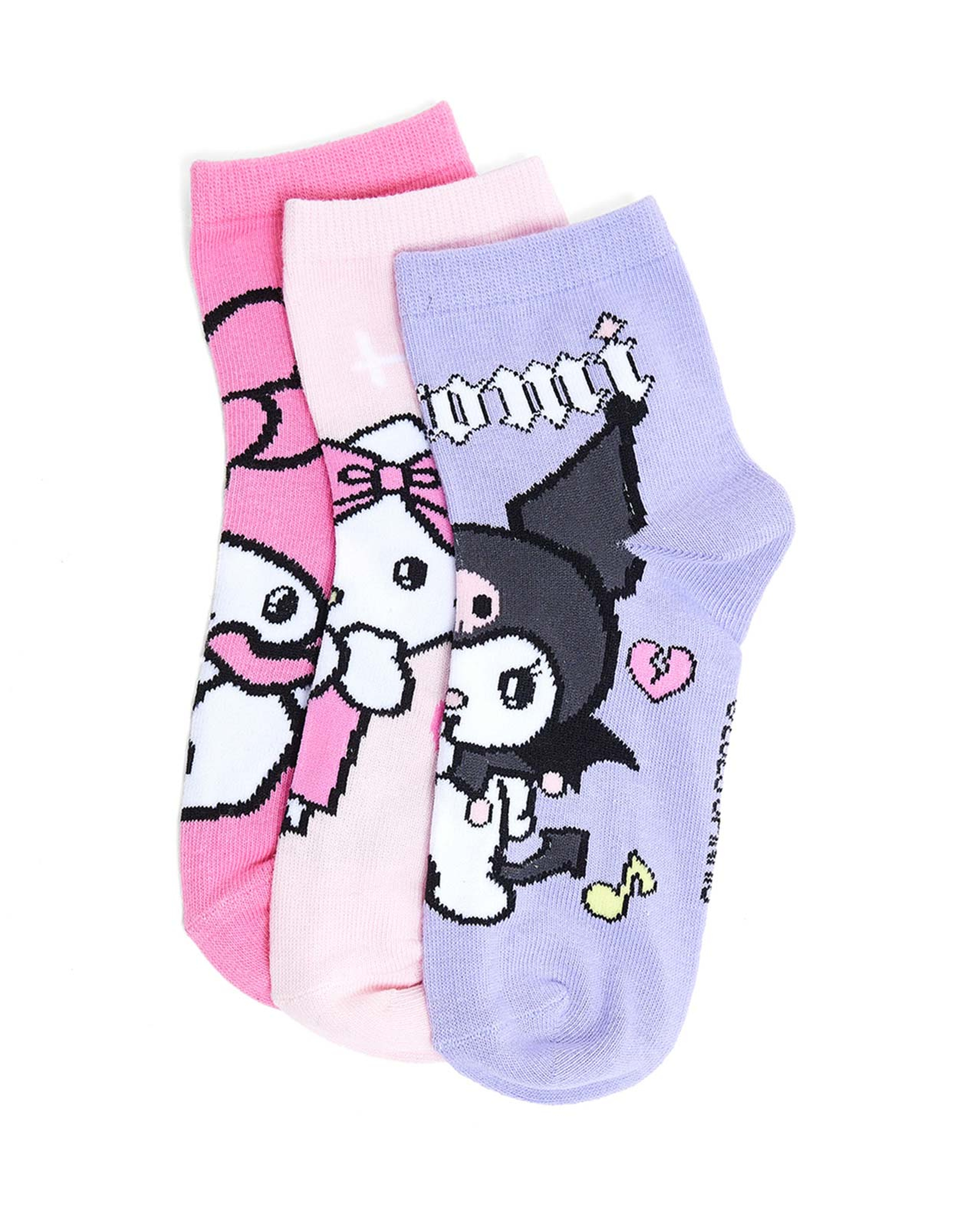 3 Pack Kuromi Print Ankle Socks