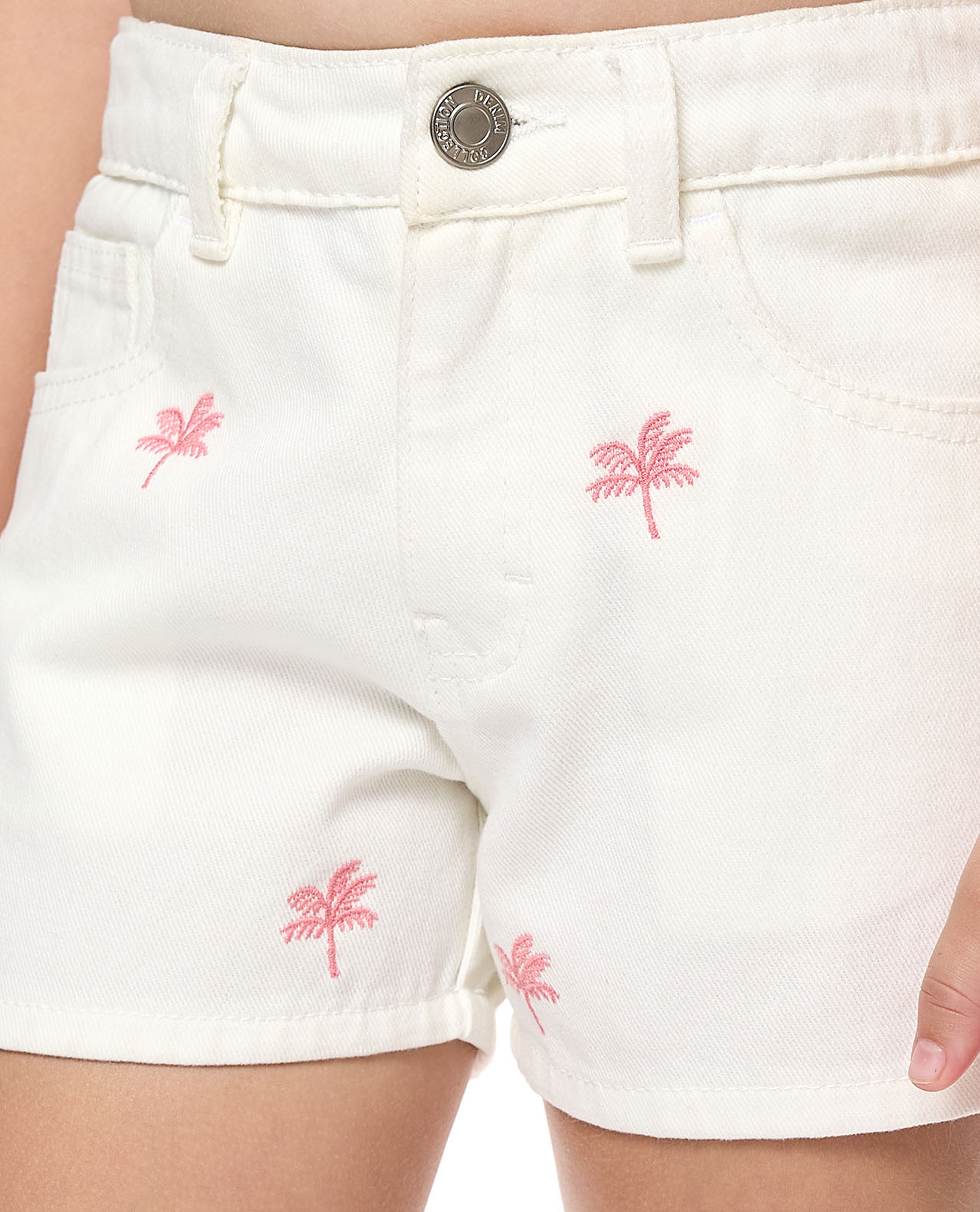 Embroidered Shorts with Button Closure