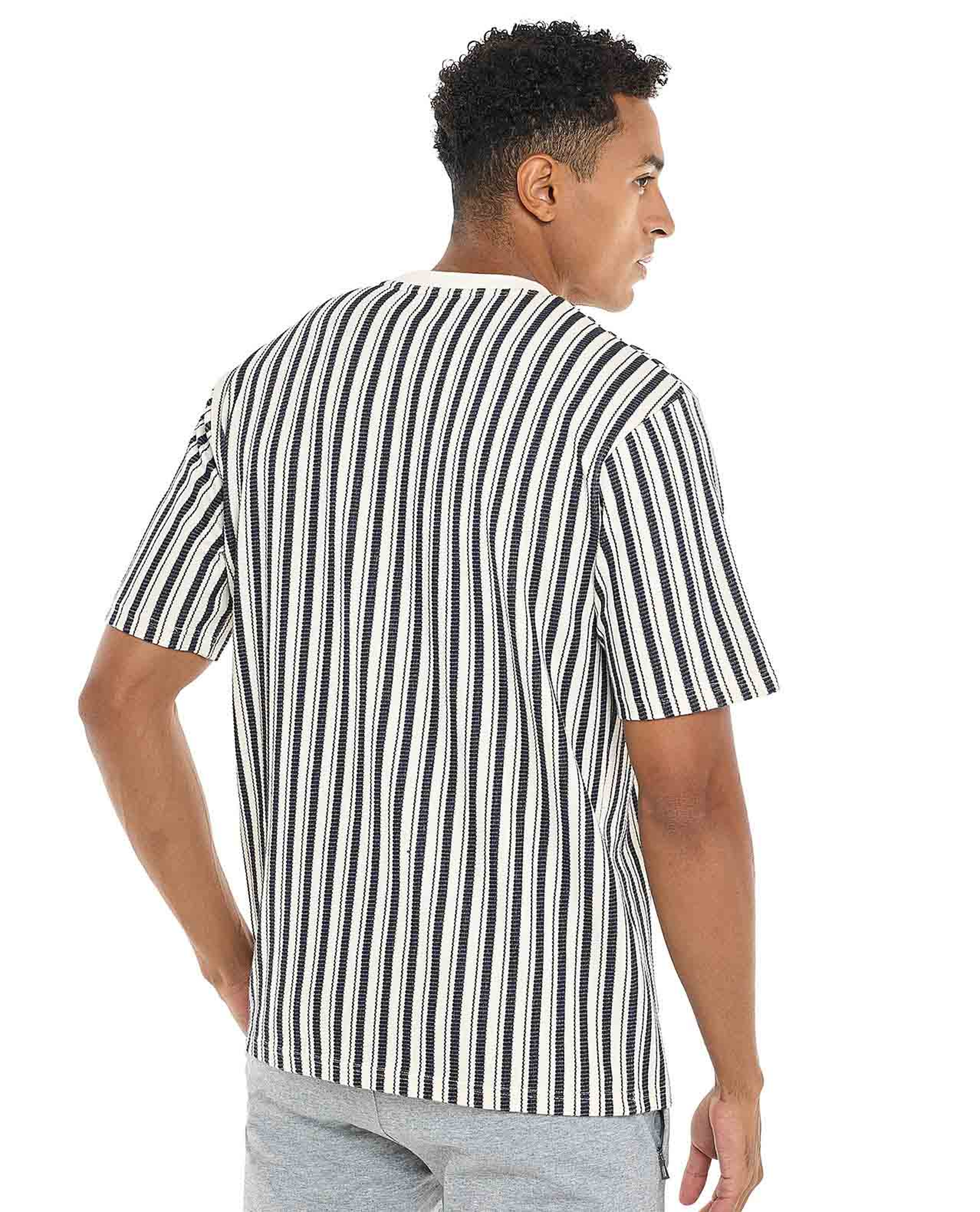 Striped T-Shirt with Crew Neck and Short Sleeves