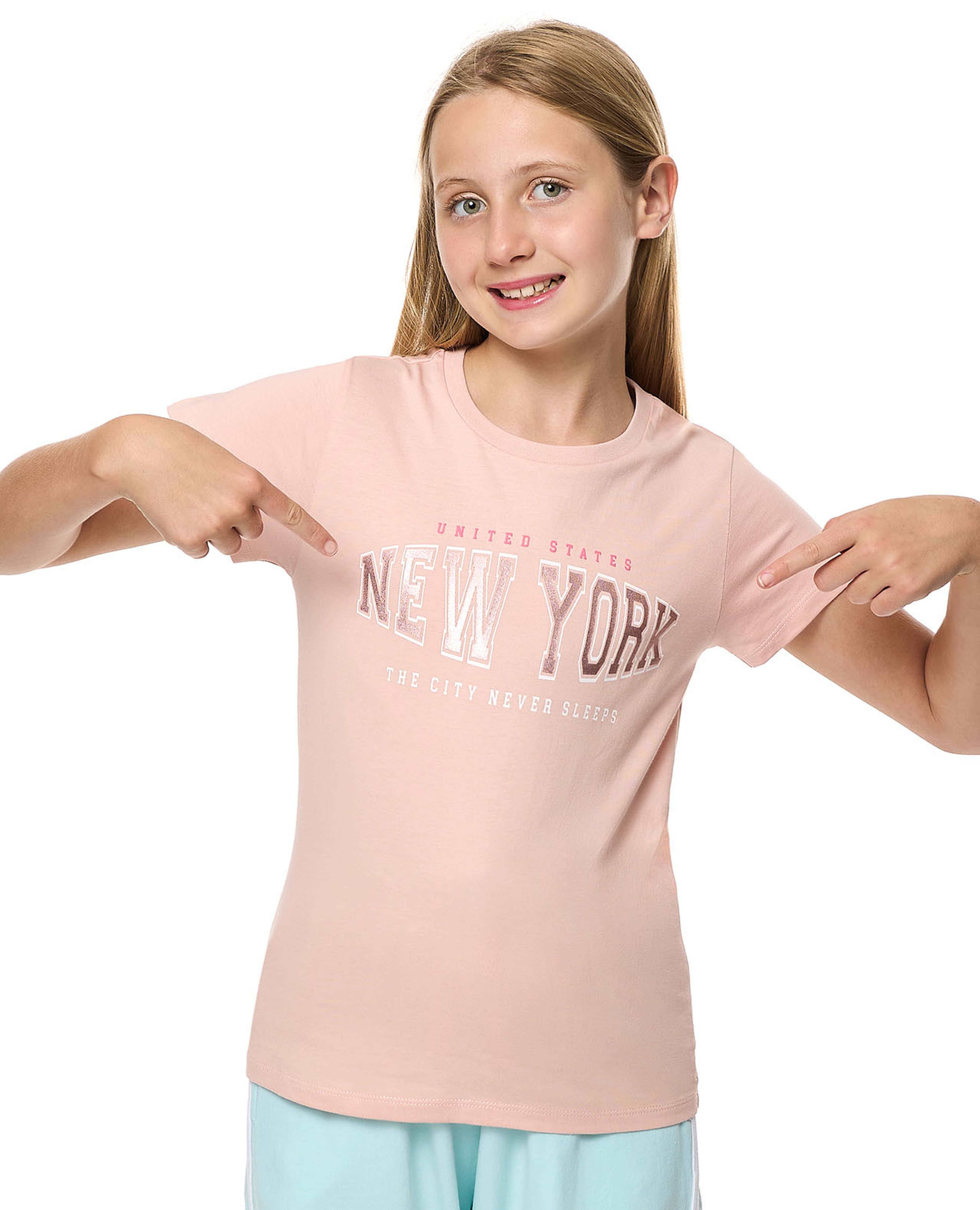 Typography Print T-Shirt with Crew Neck and Short Sleeves