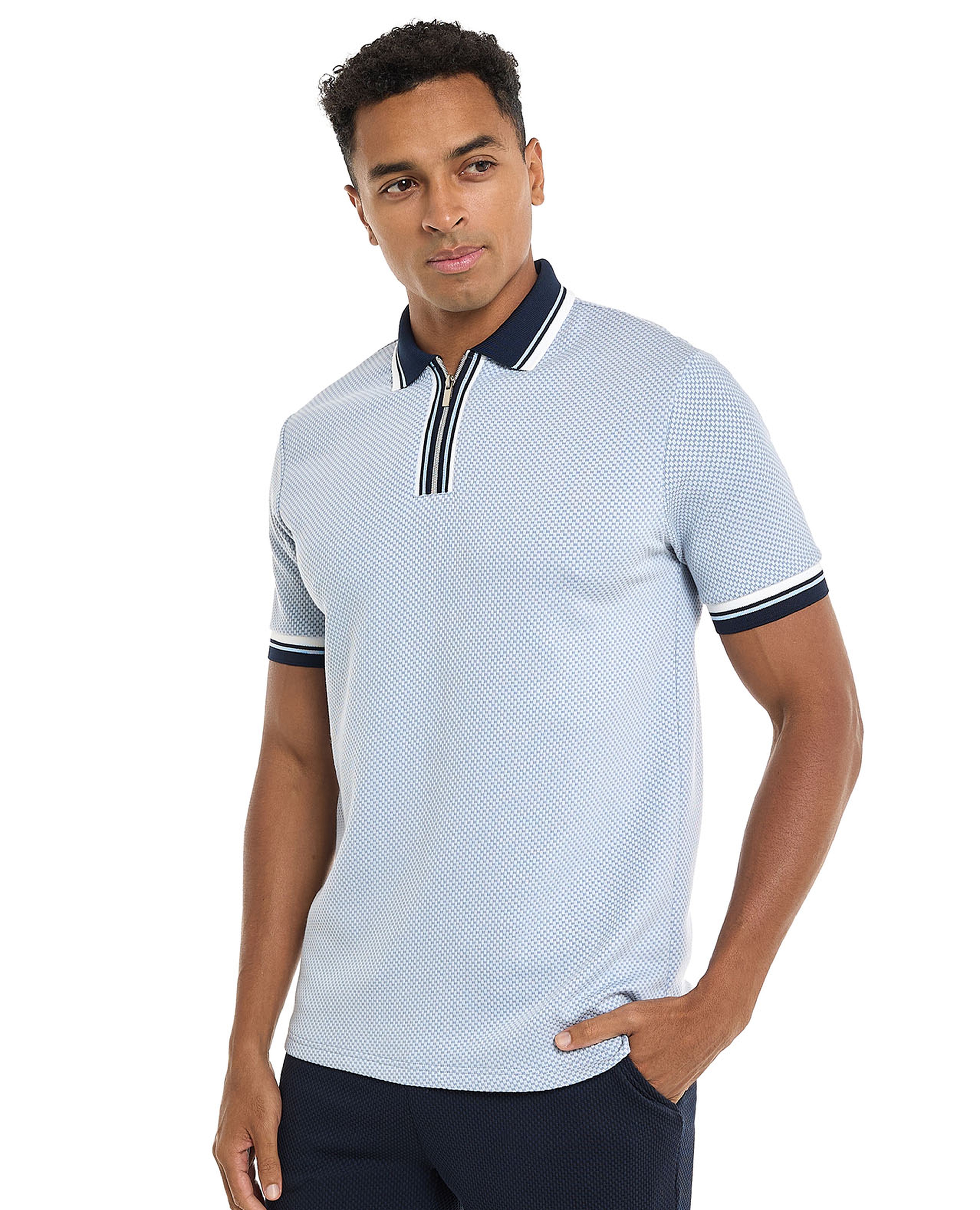Contrast Tipping Polo T-Shirt with Short Sleeves