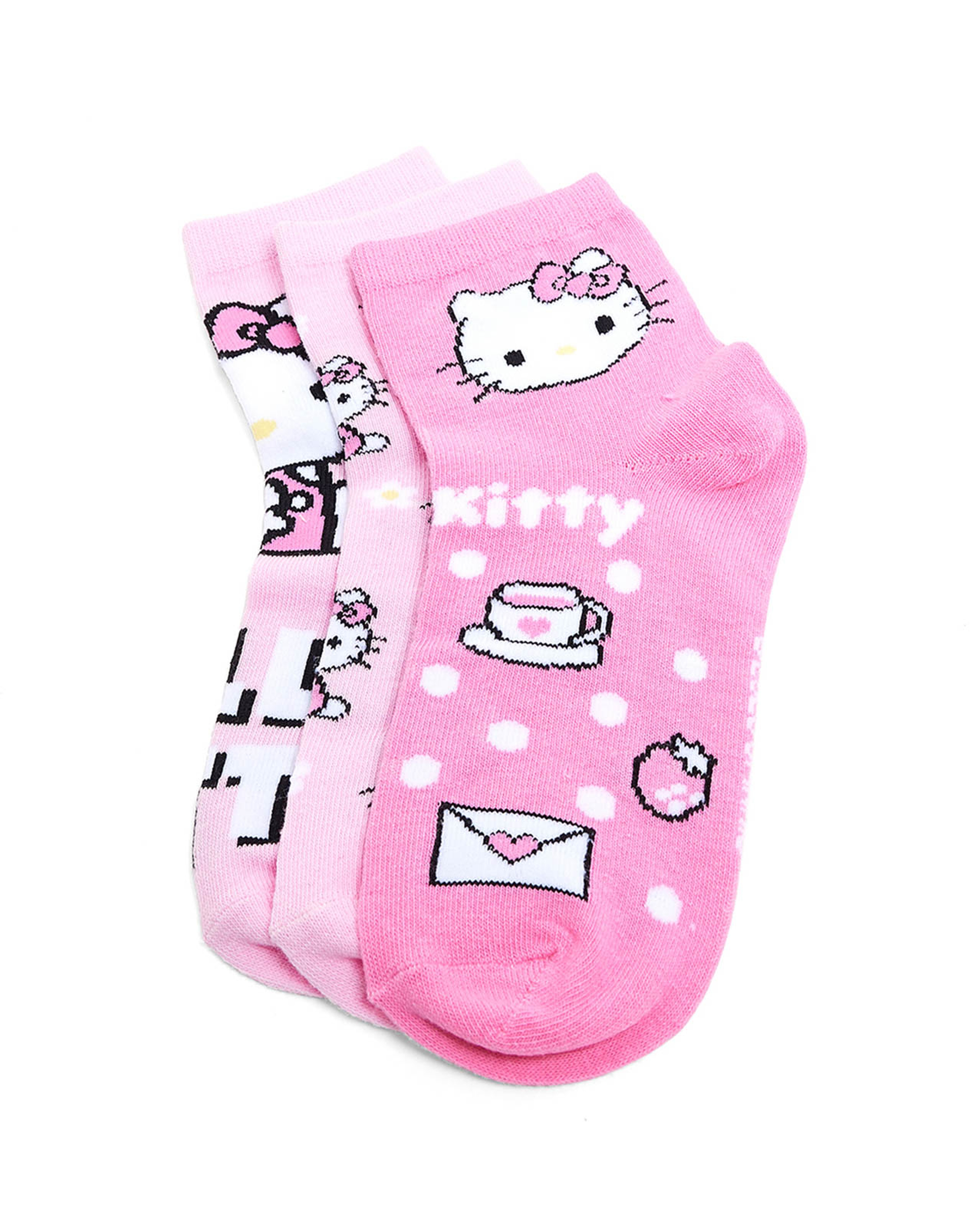 3 Pack Hello Kitty Print Ankle Socks