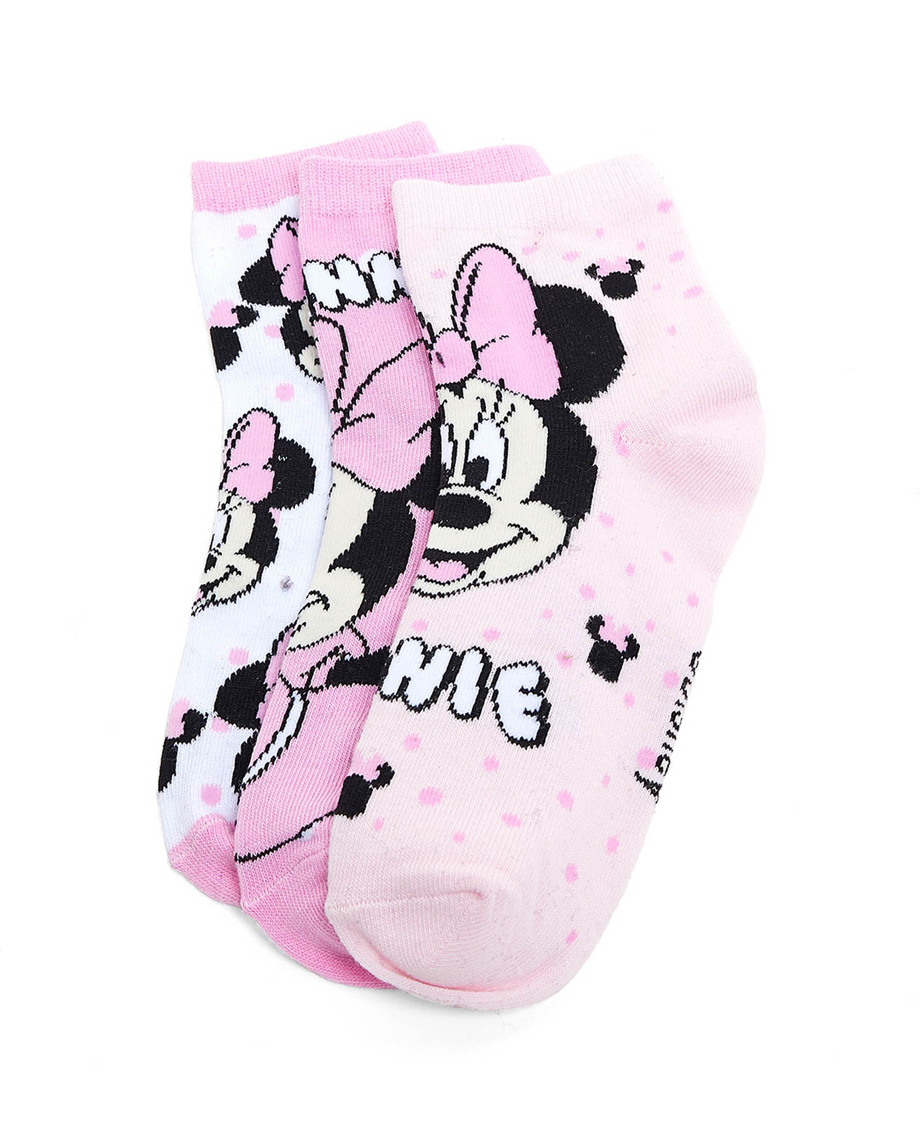 3 Pack Minnie Mouse Print Ankle Socks