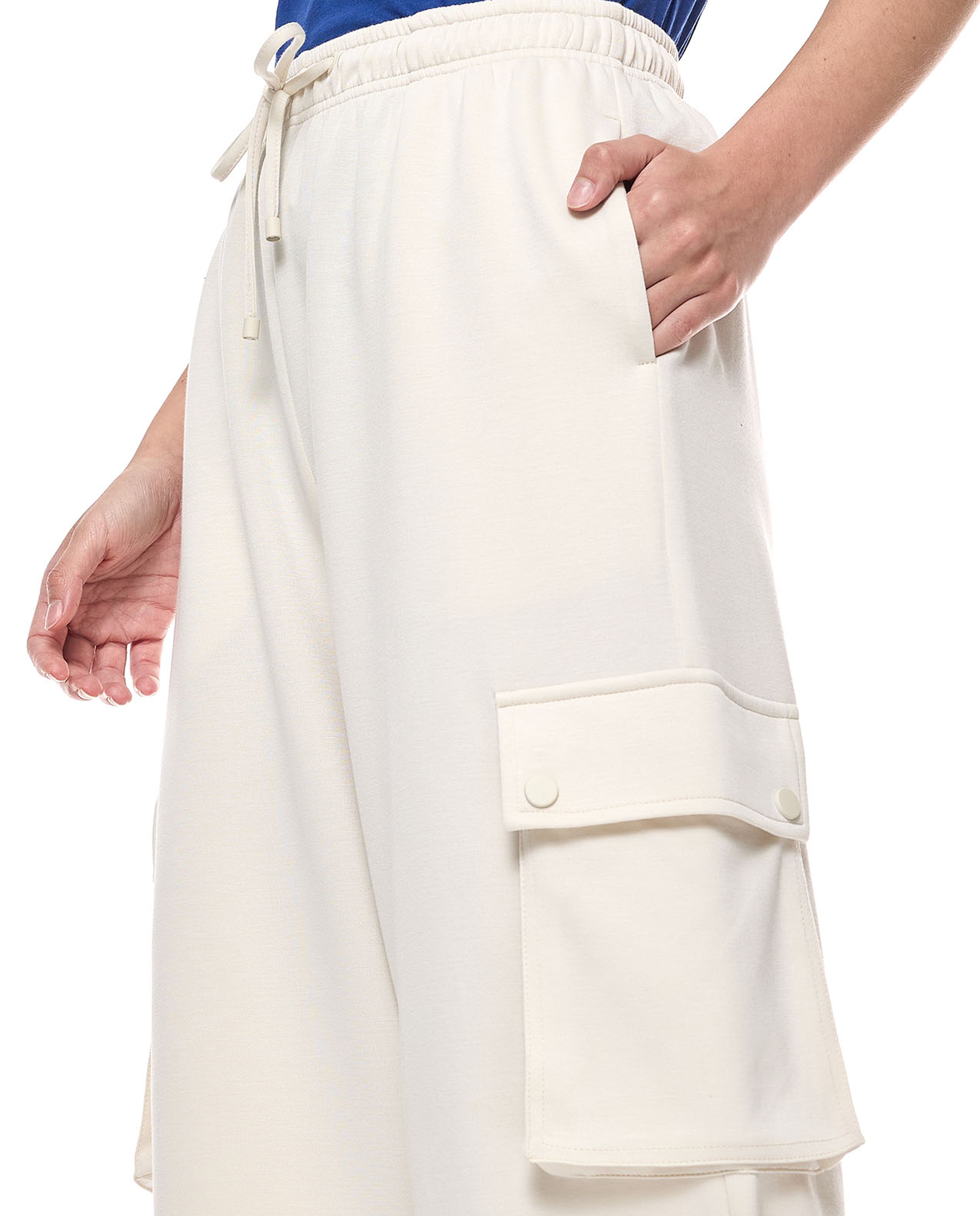 Solid Cargo Pants with Drawstring Waist