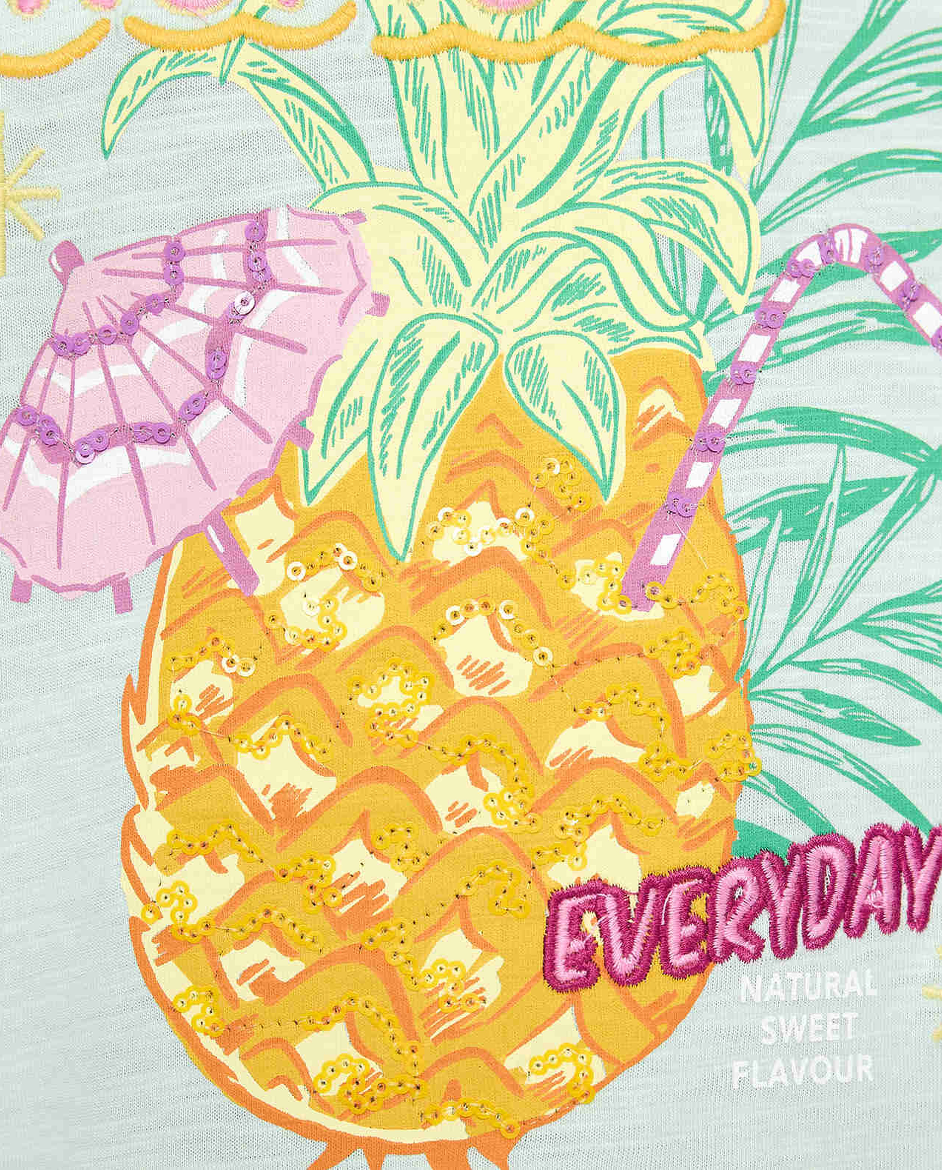 Embroidered T-Shirt With Crew Neck and Short Sleeves