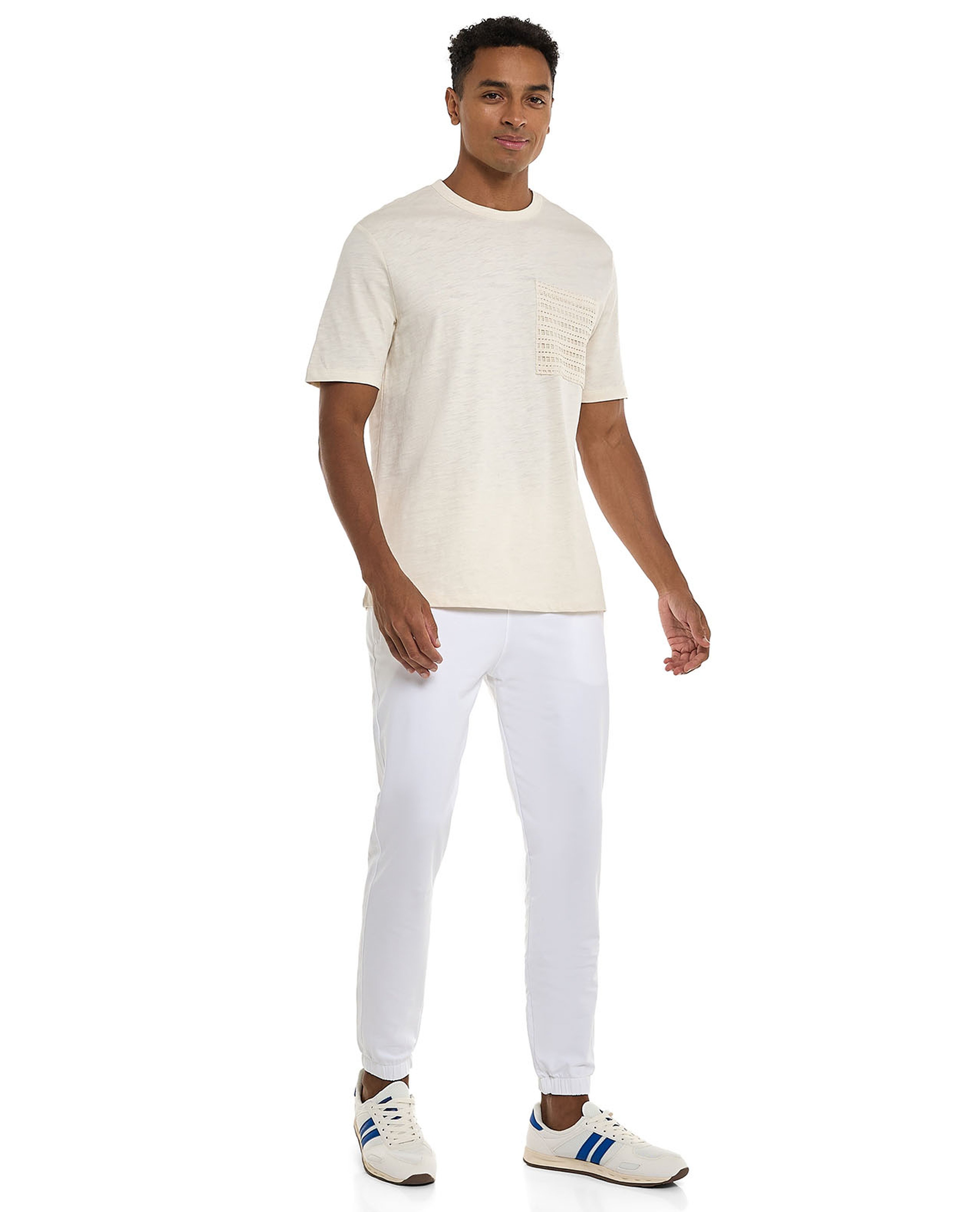 Textured T-Shirt with Crew Neck and Short Sleeves