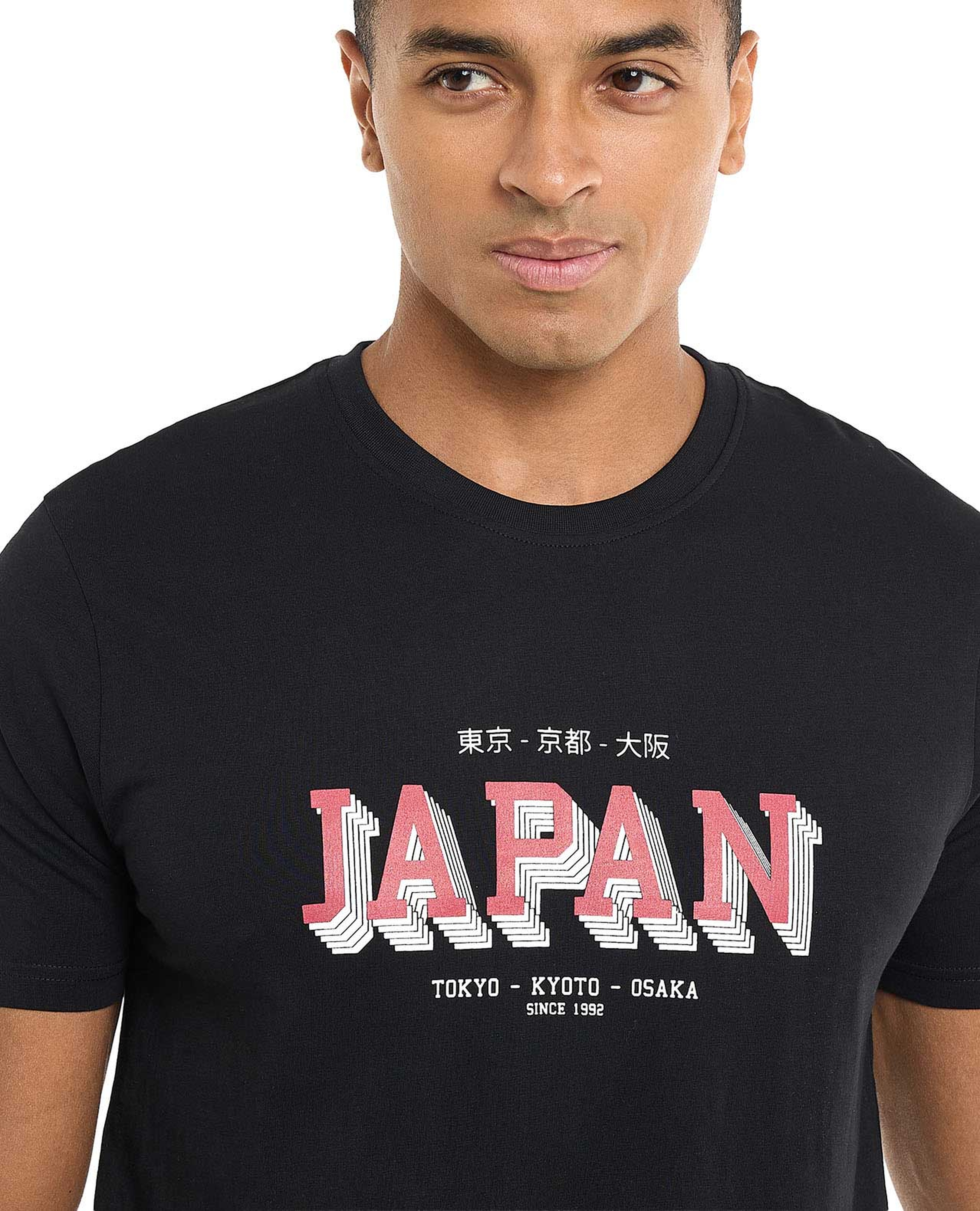 Typography Print T-Shirt with Crew Neck and Short Sleeves