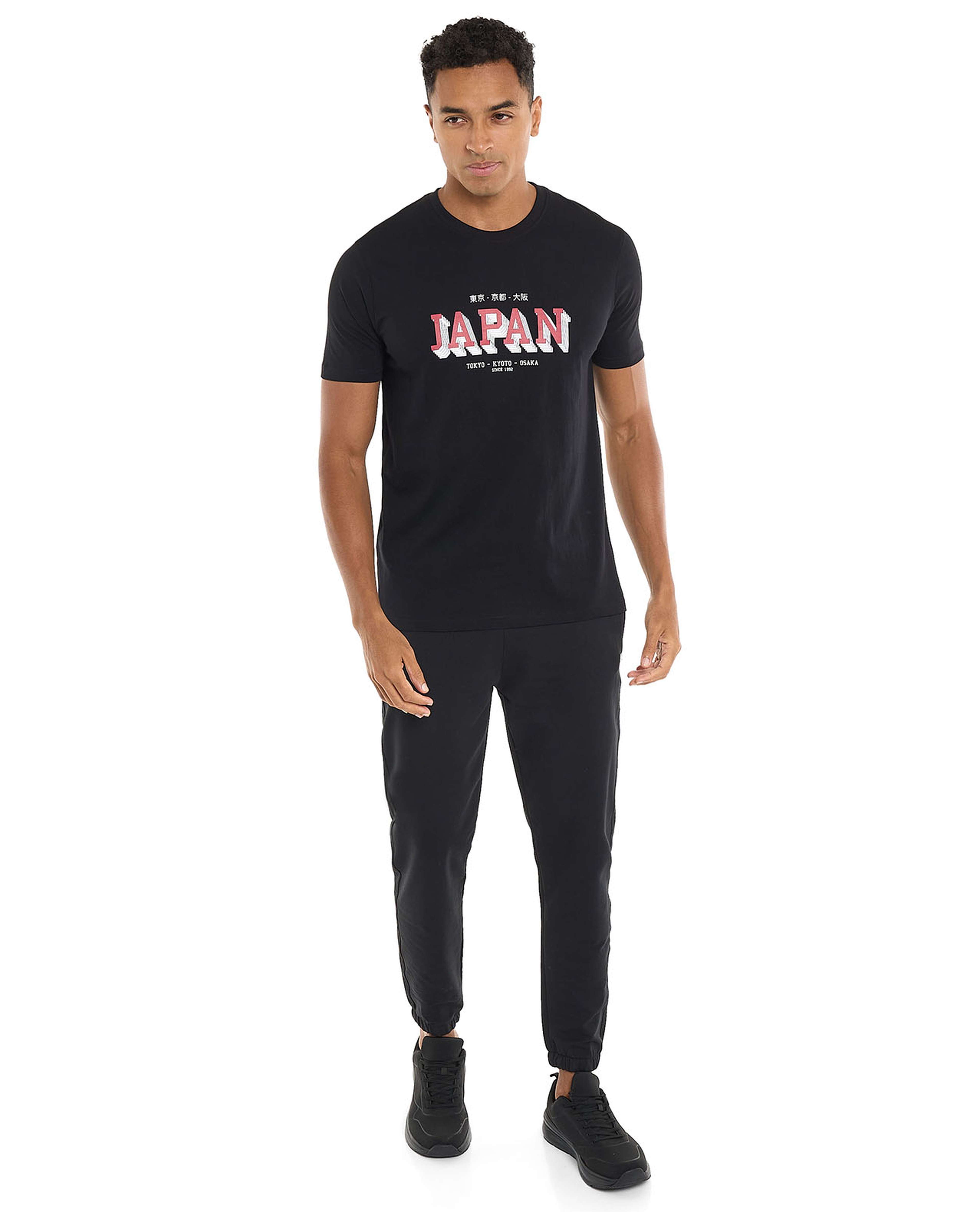 Typography Print T-Shirt with Crew Neck and Short Sleeves