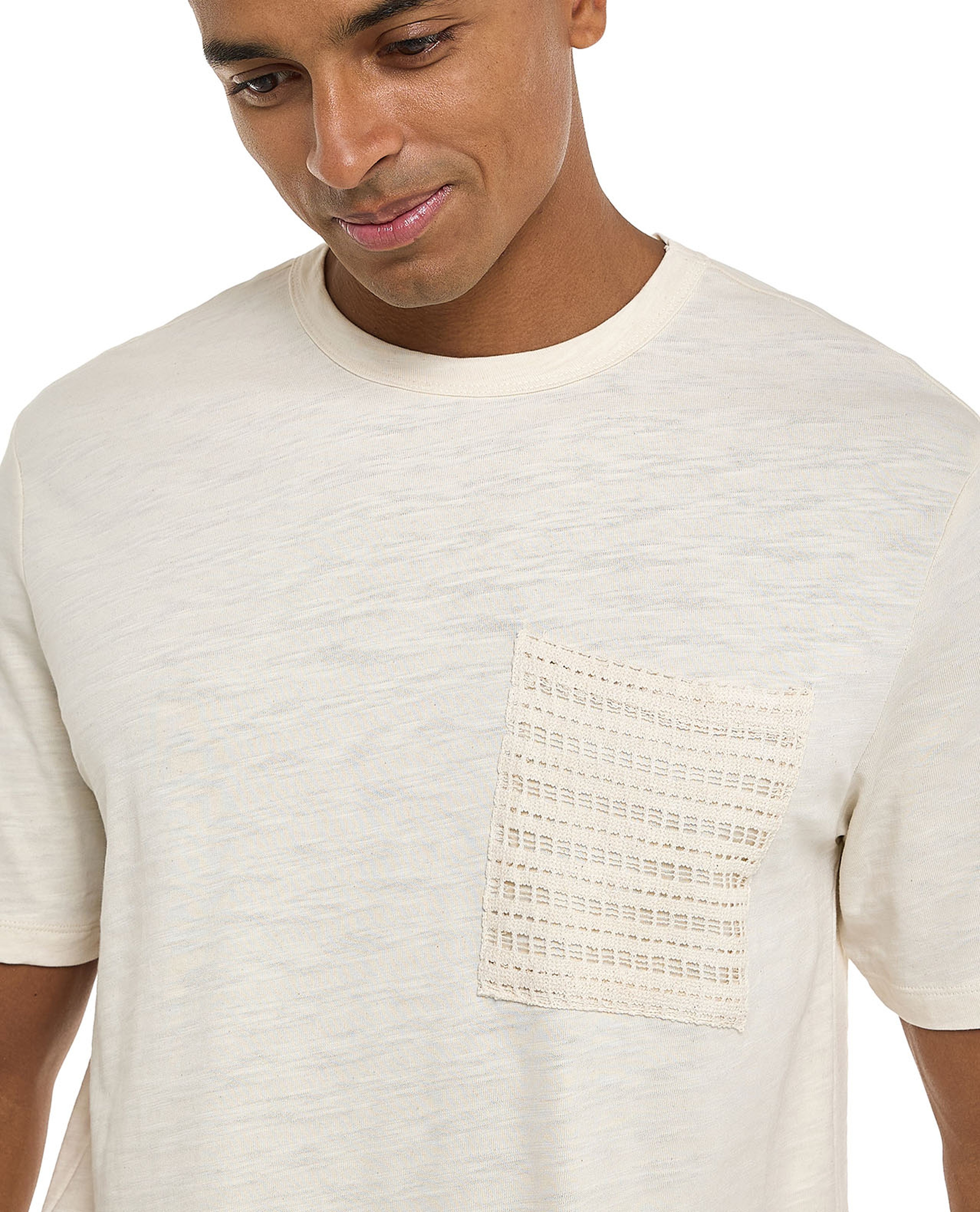 Textured T-Shirt with Crew Neck and Short Sleeves