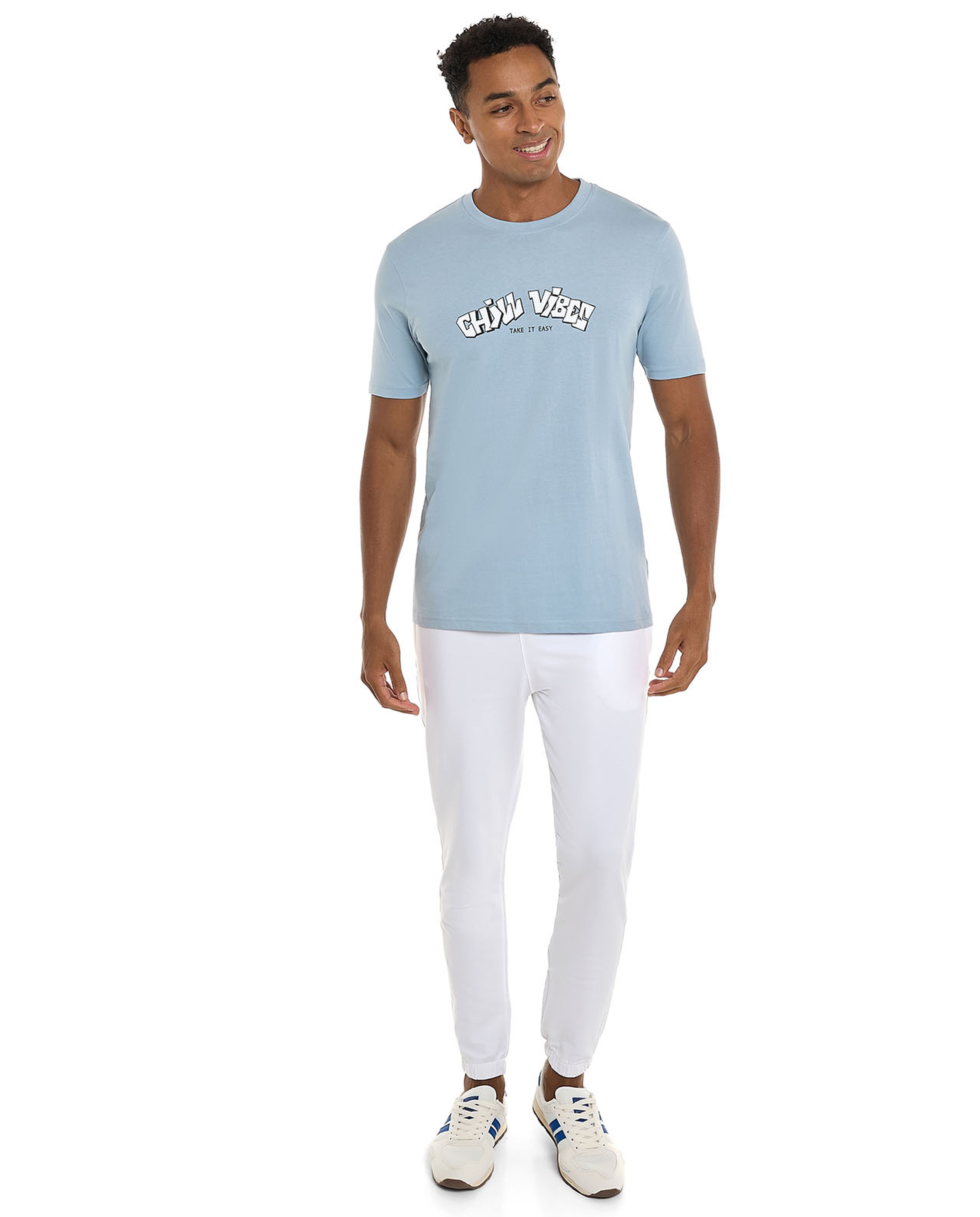 Typography Print T-Shirt with Crew Neck and Short Sleeves