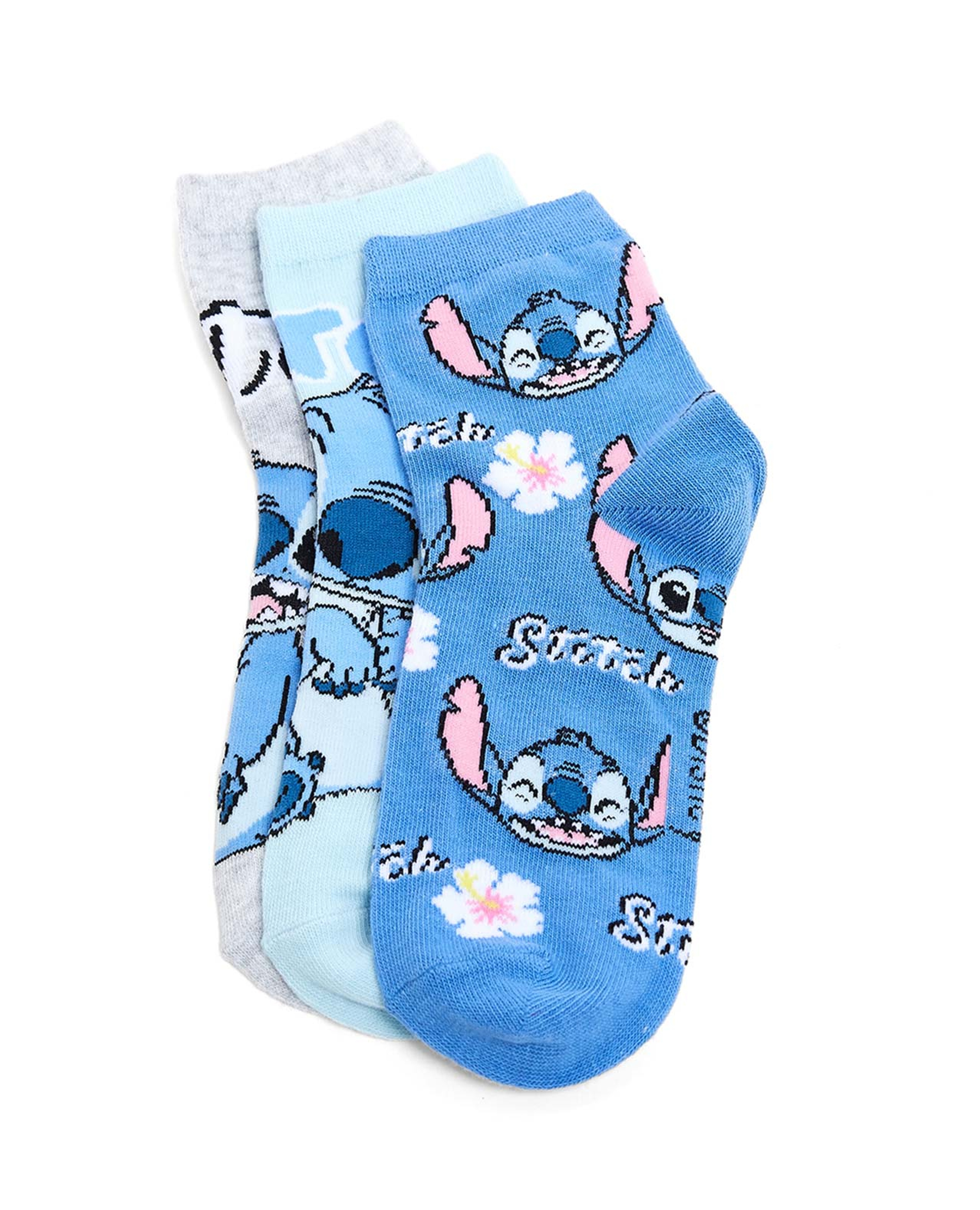 3 Pack Stitch Print Ankle Socks