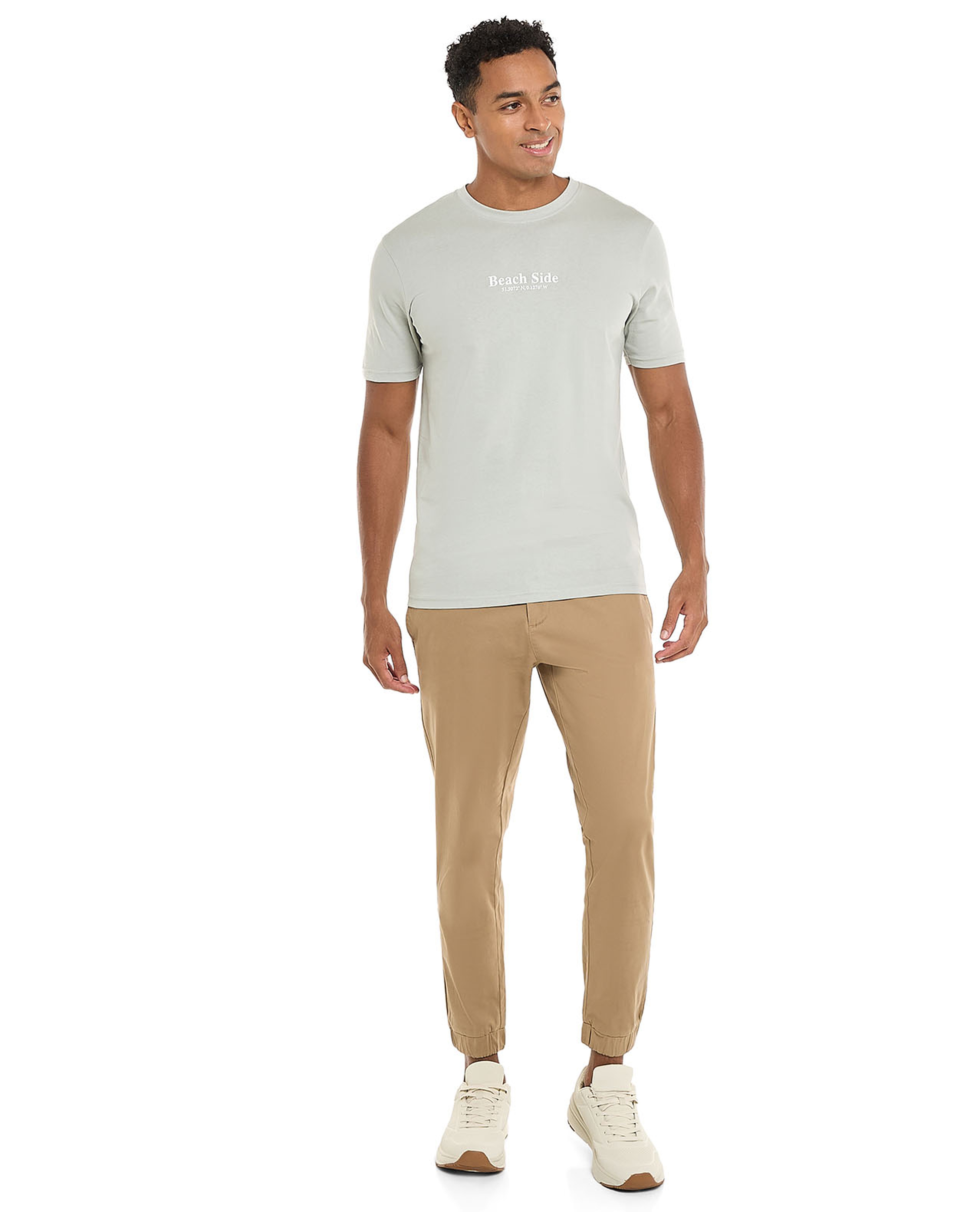 Typography Print T-Shirt with Crew Neck and Short Sleeves