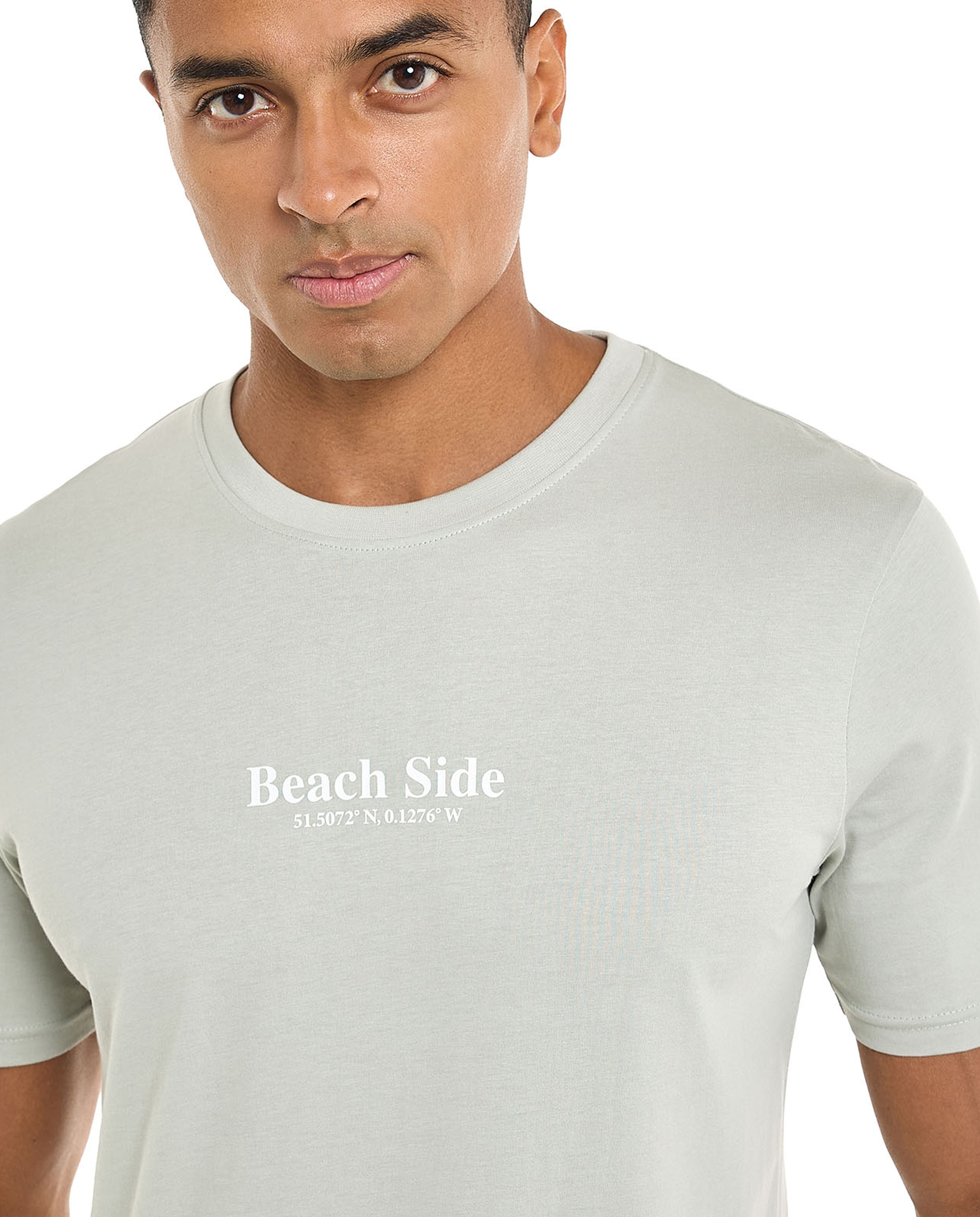 Typography Print T-Shirt with Crew Neck and Short Sleeves