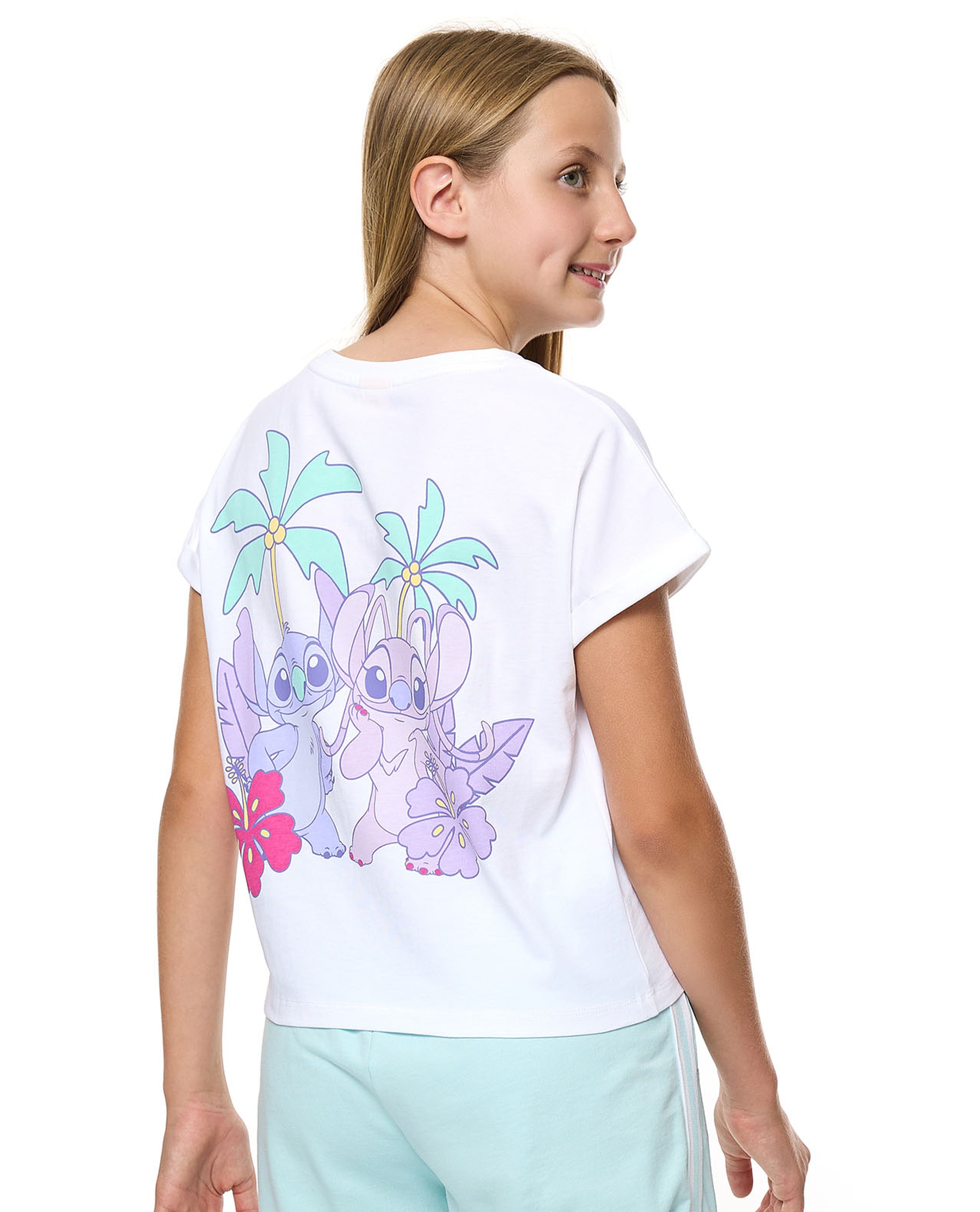 Stitch Print T-Shirt With Crew Neck and Short Sleeves