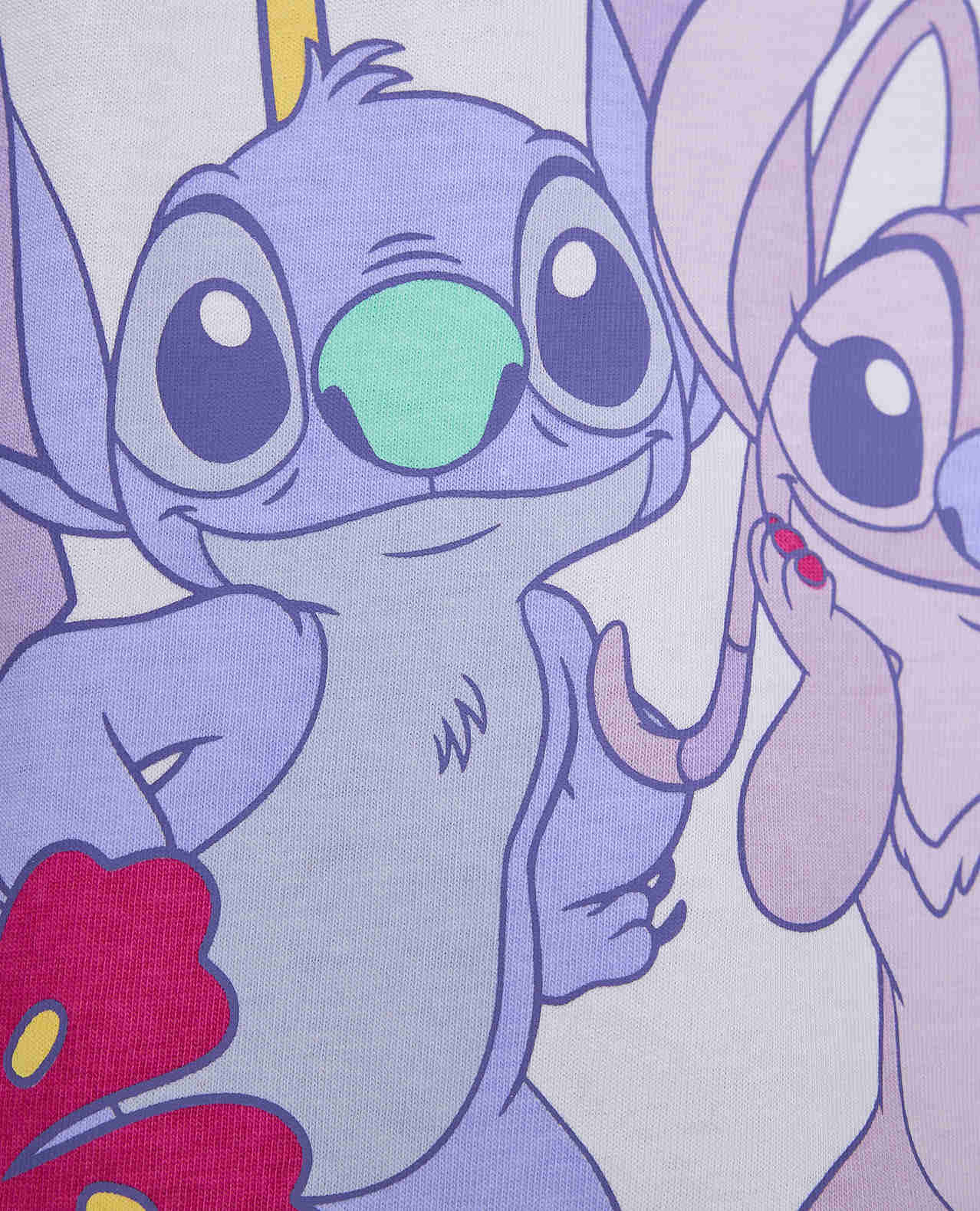 Stitch Print T-Shirt With Crew Neck and Short Sleeves