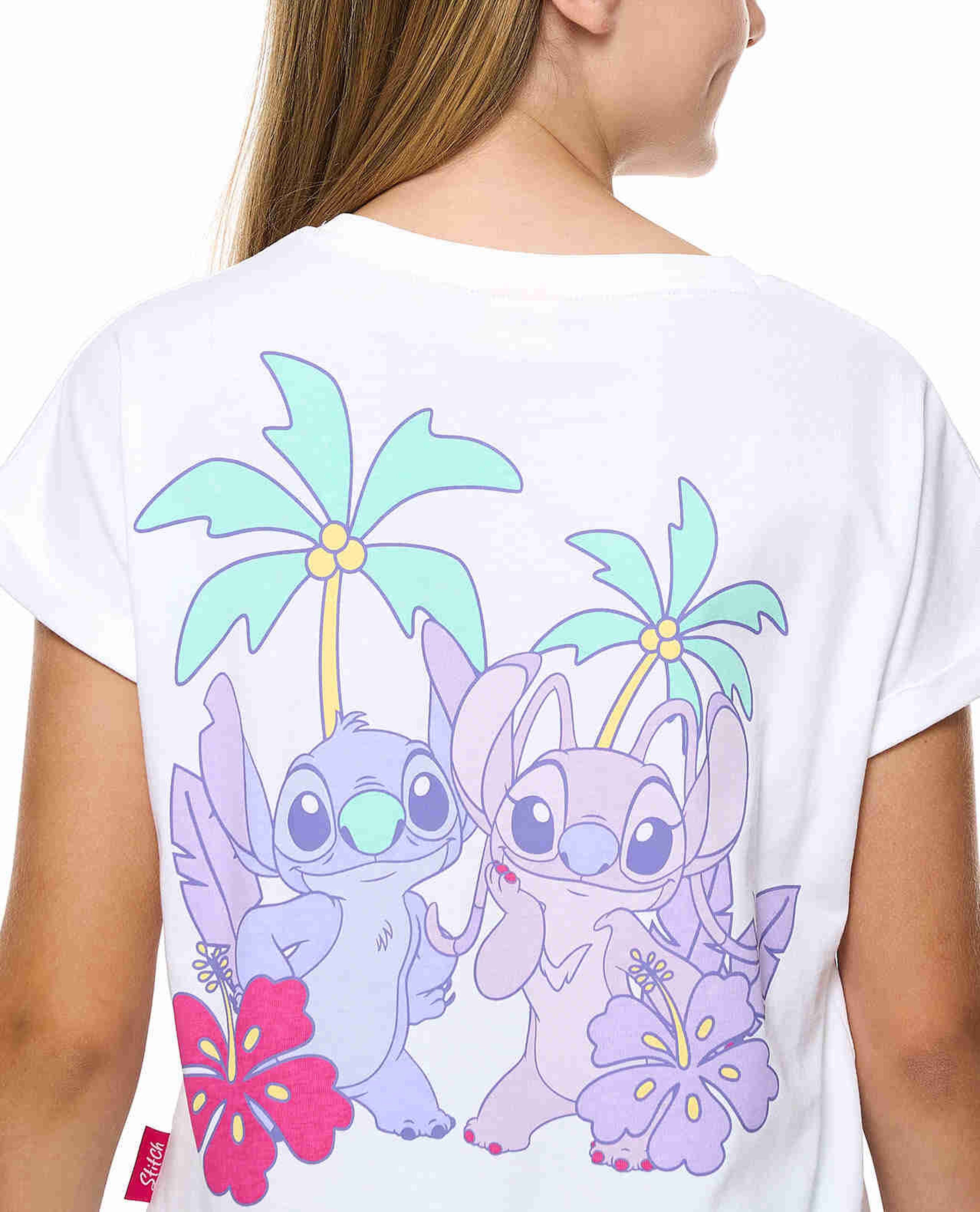 Stitch Print T-Shirt With Crew Neck and Short Sleeves