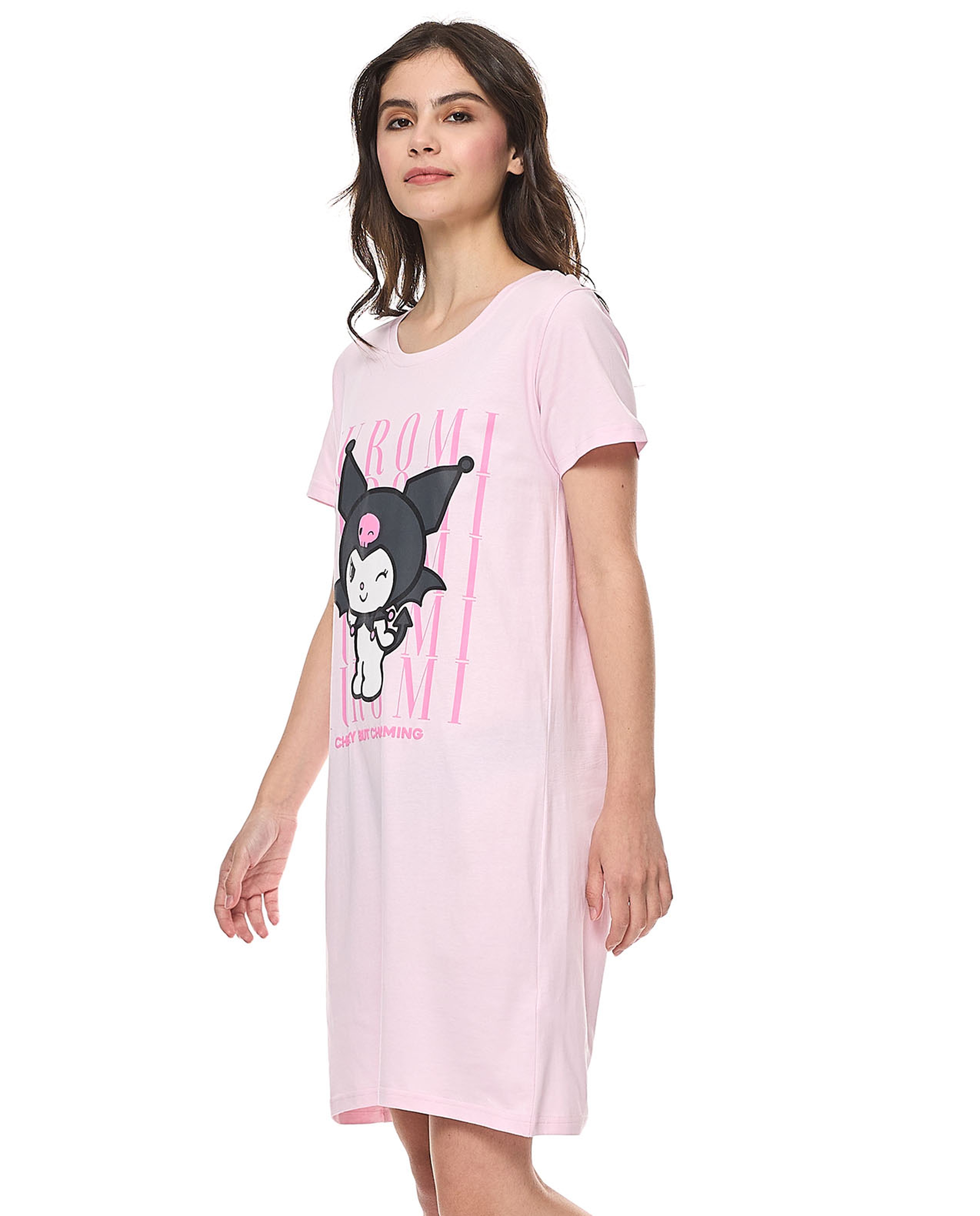 Kuromi Print Nightdress with Short Sleeves