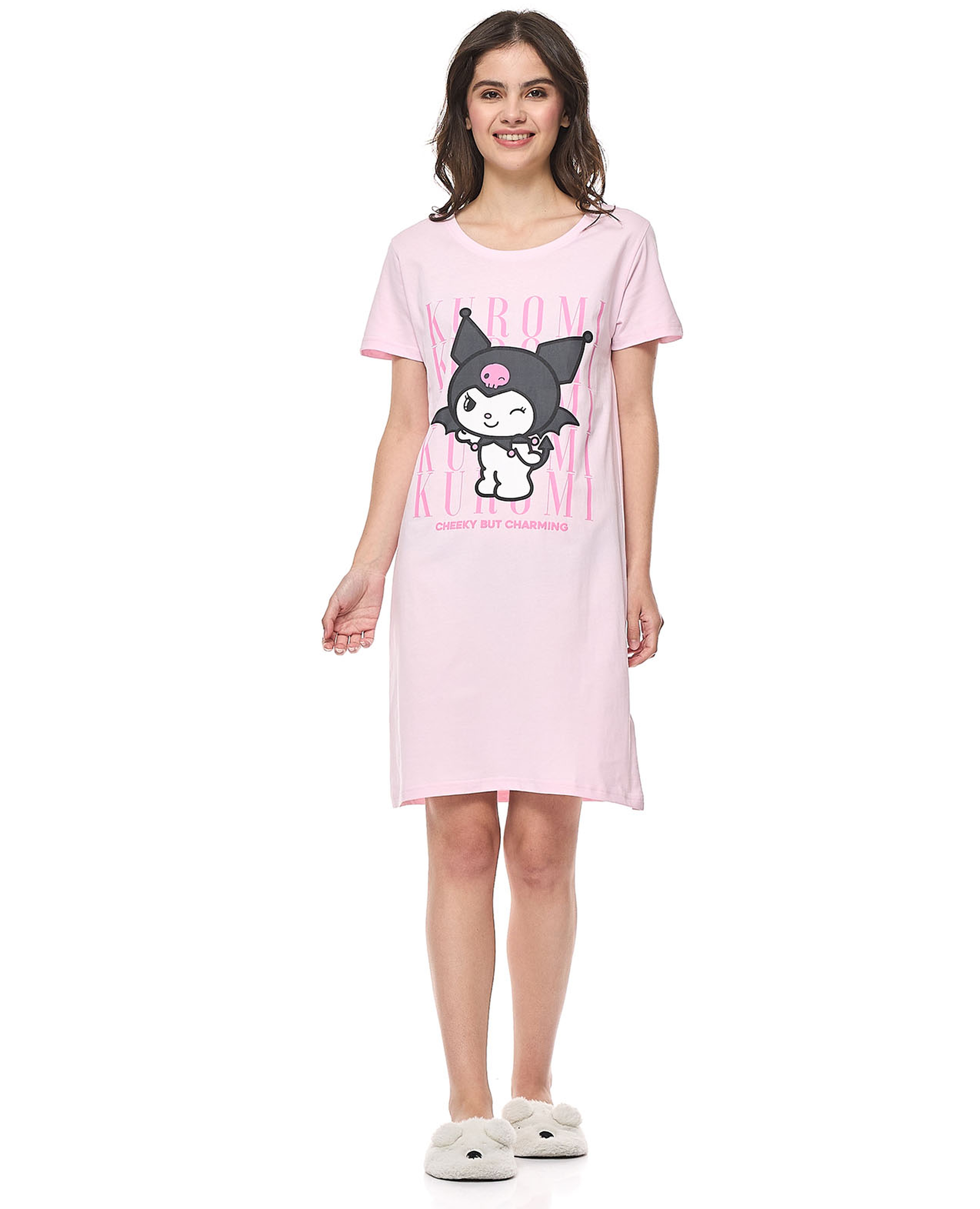 Kuromi Print Nightdress with Short Sleeves