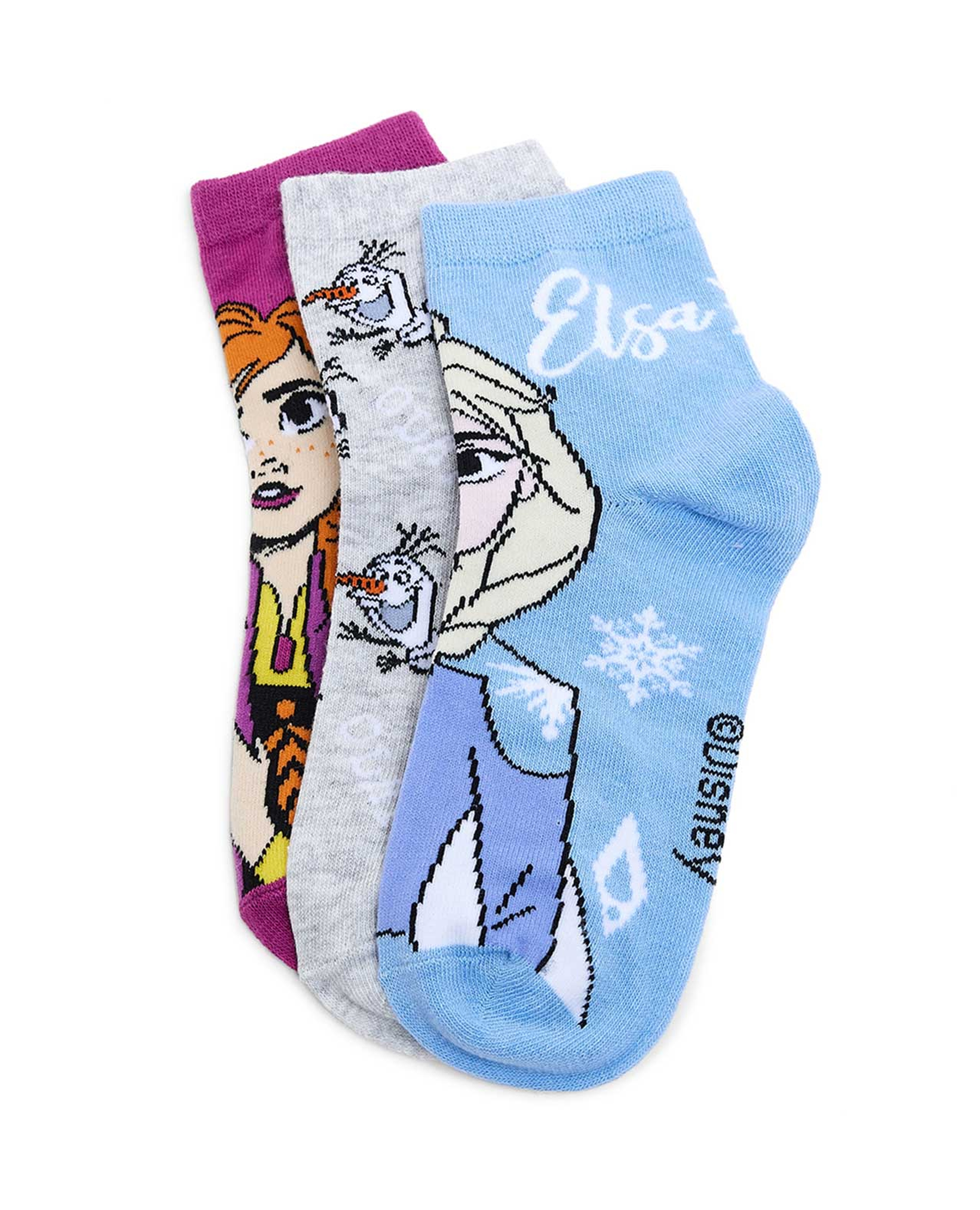 3 Pack Elsa Print Ankle Socks