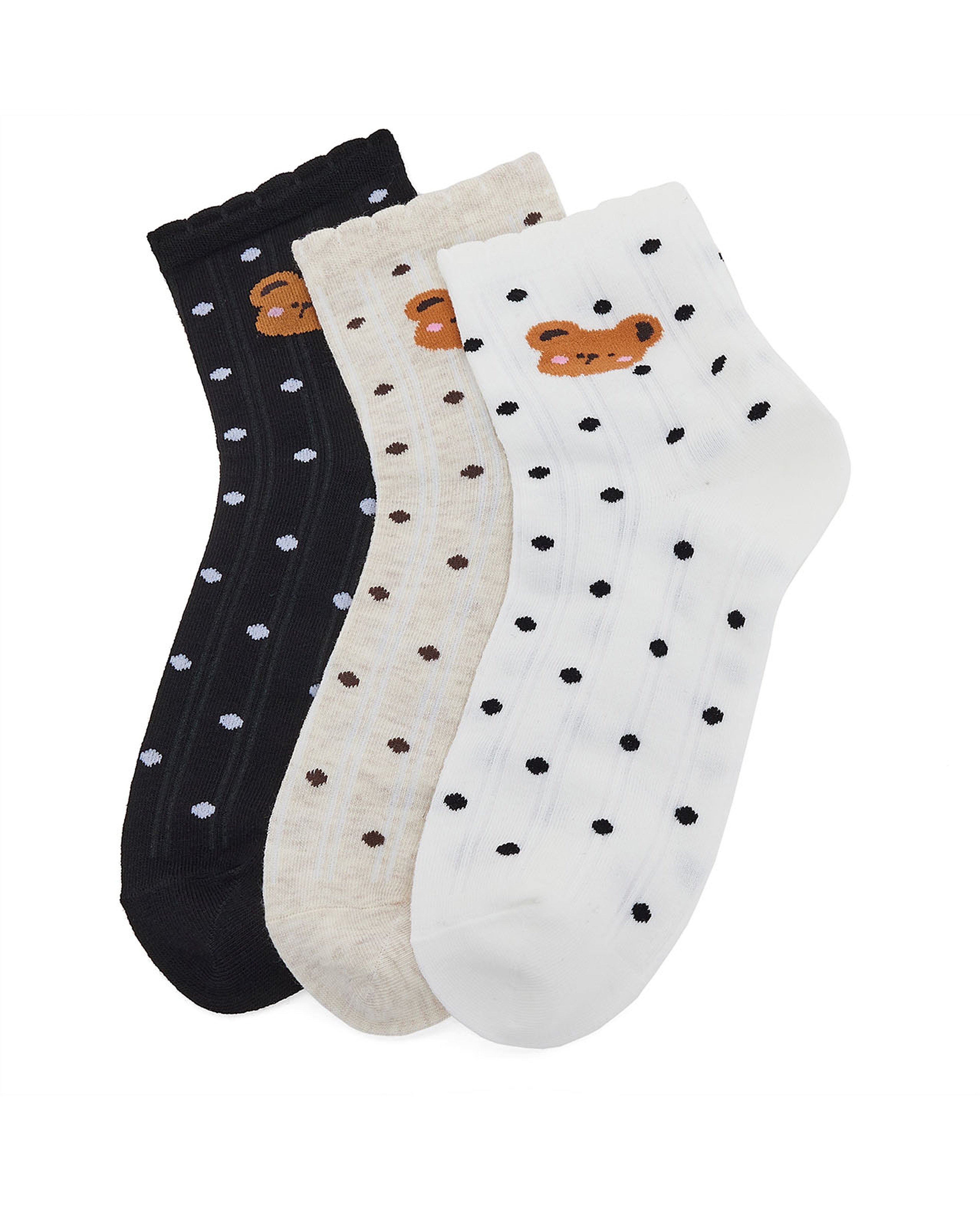 طقم ٣ جوارب بطول الكاحل وطبعة