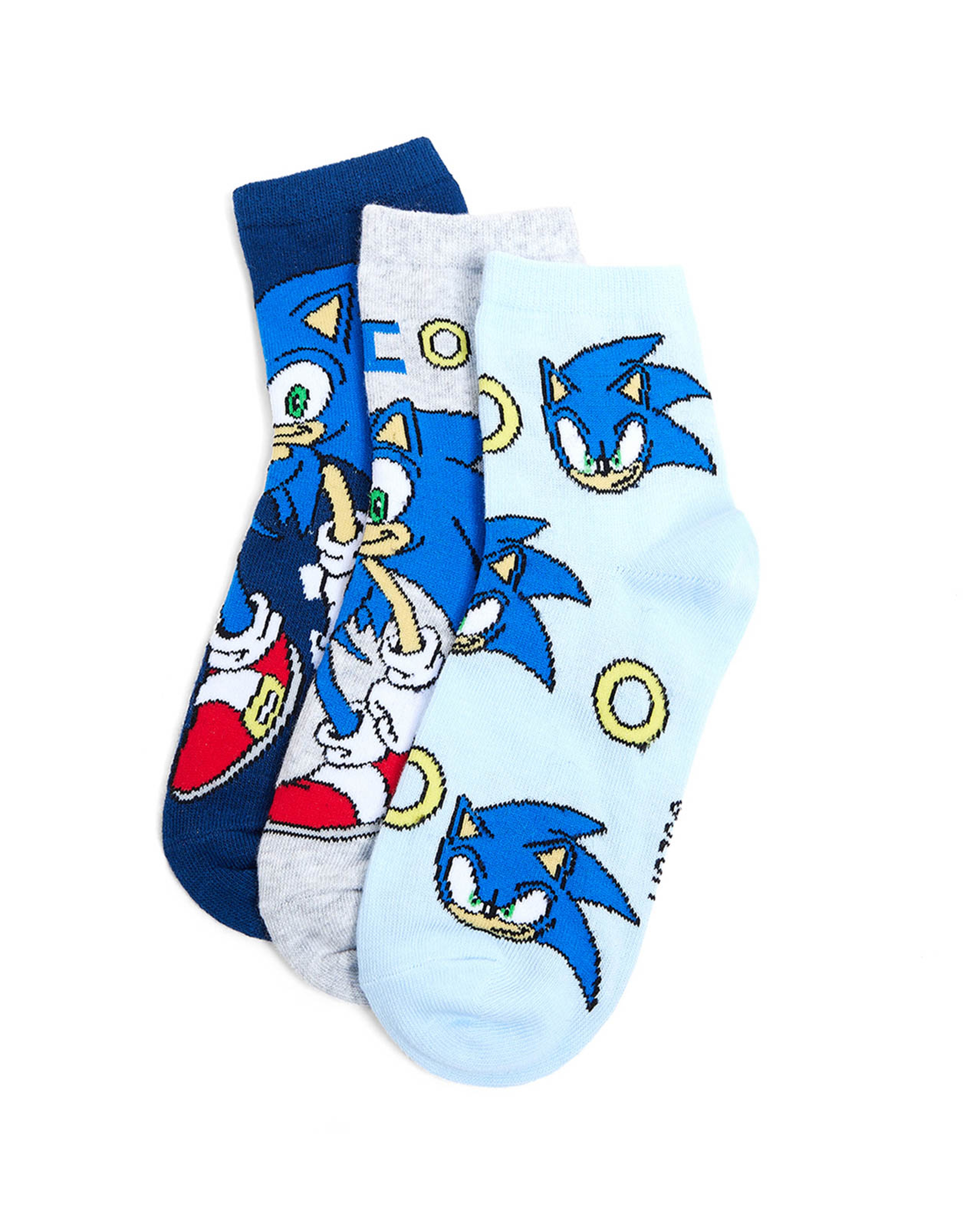 3 Pack Sonic Print Ankle Socks