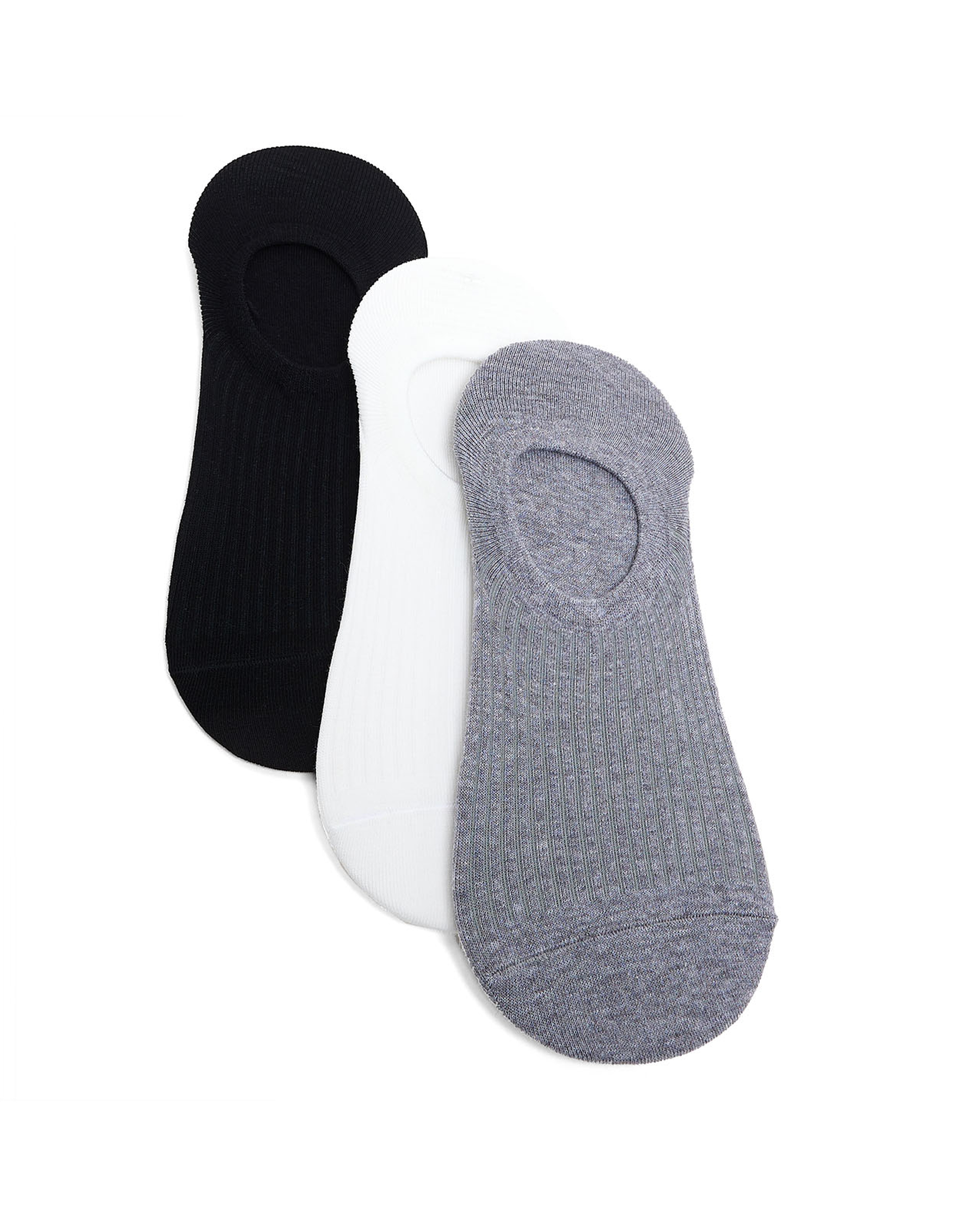 3 Pack Ribbed No-Show Socks