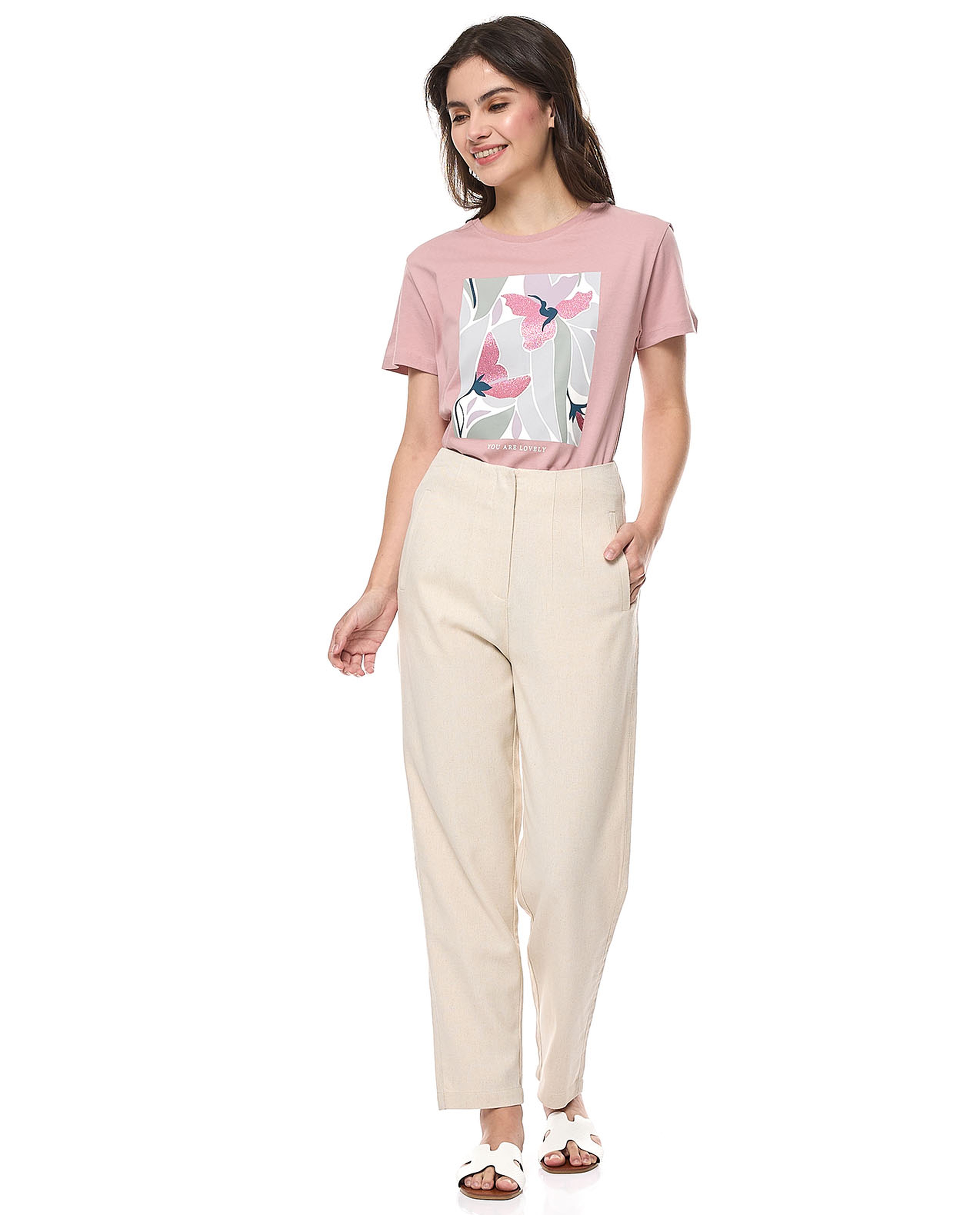 Printed T-Shirt With Crew Neck and Short Sleeves