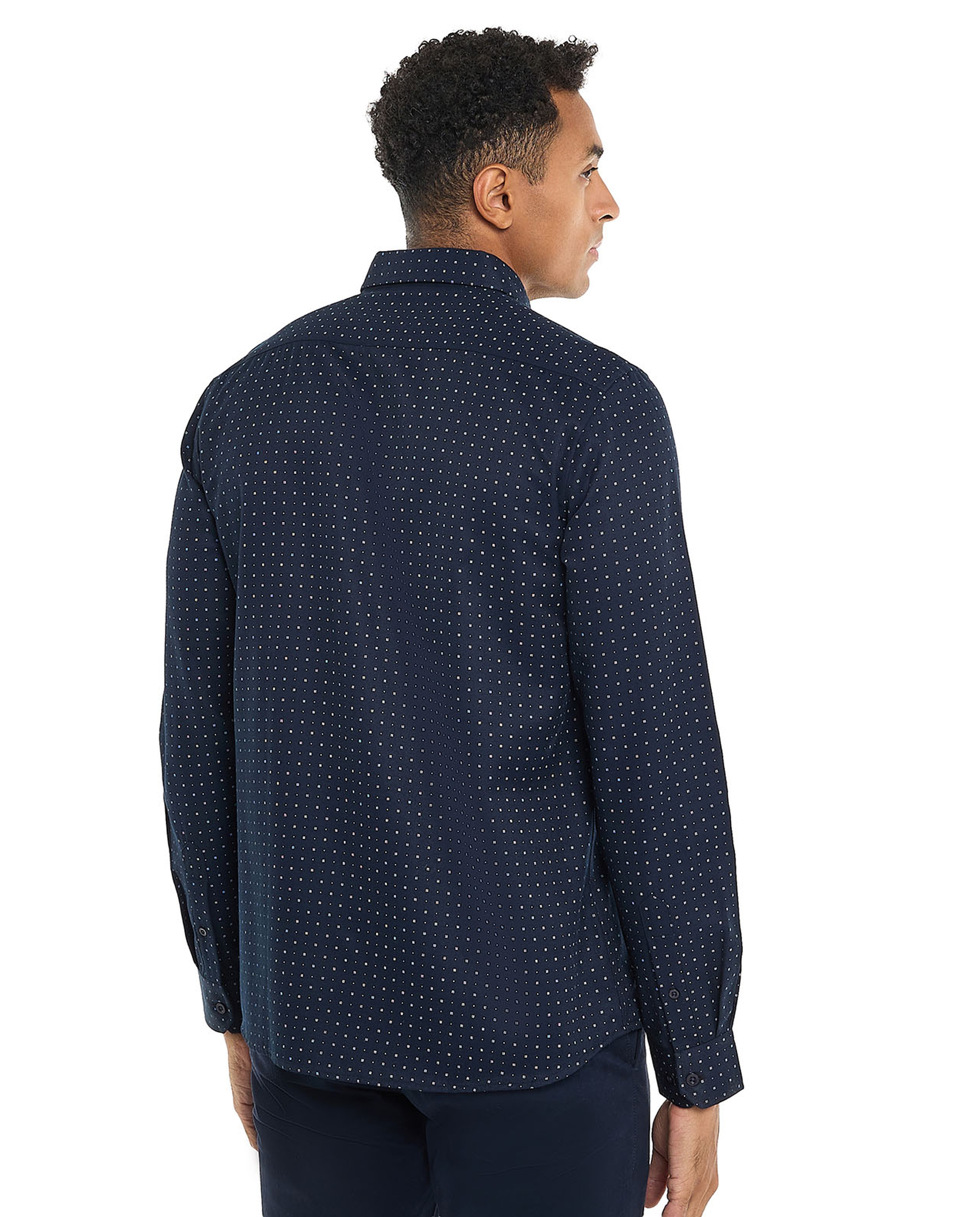 Printed Shirt with Classic Collar and Long Sleeves
