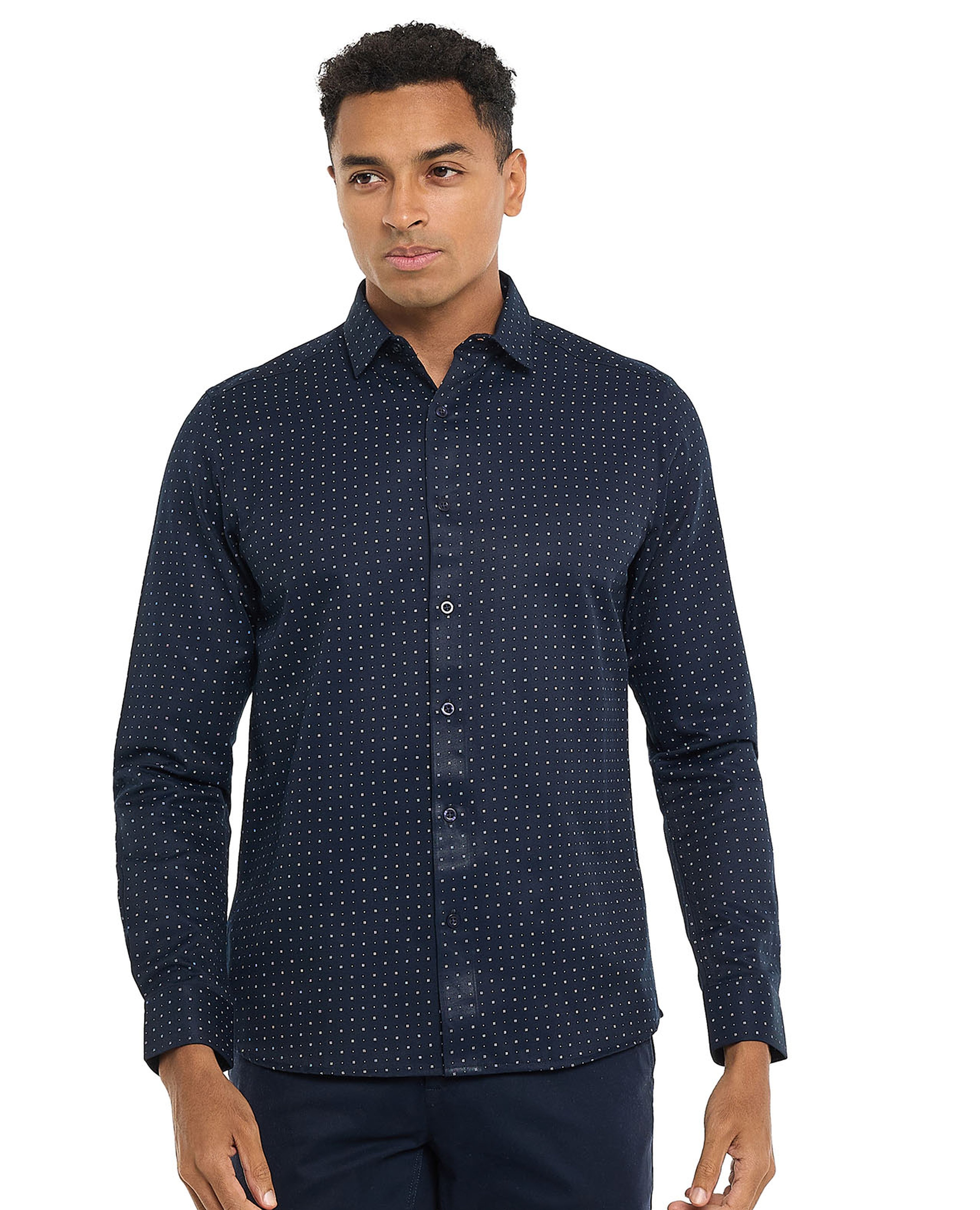 Printed Shirt with Classic Collar and Long Sleeves