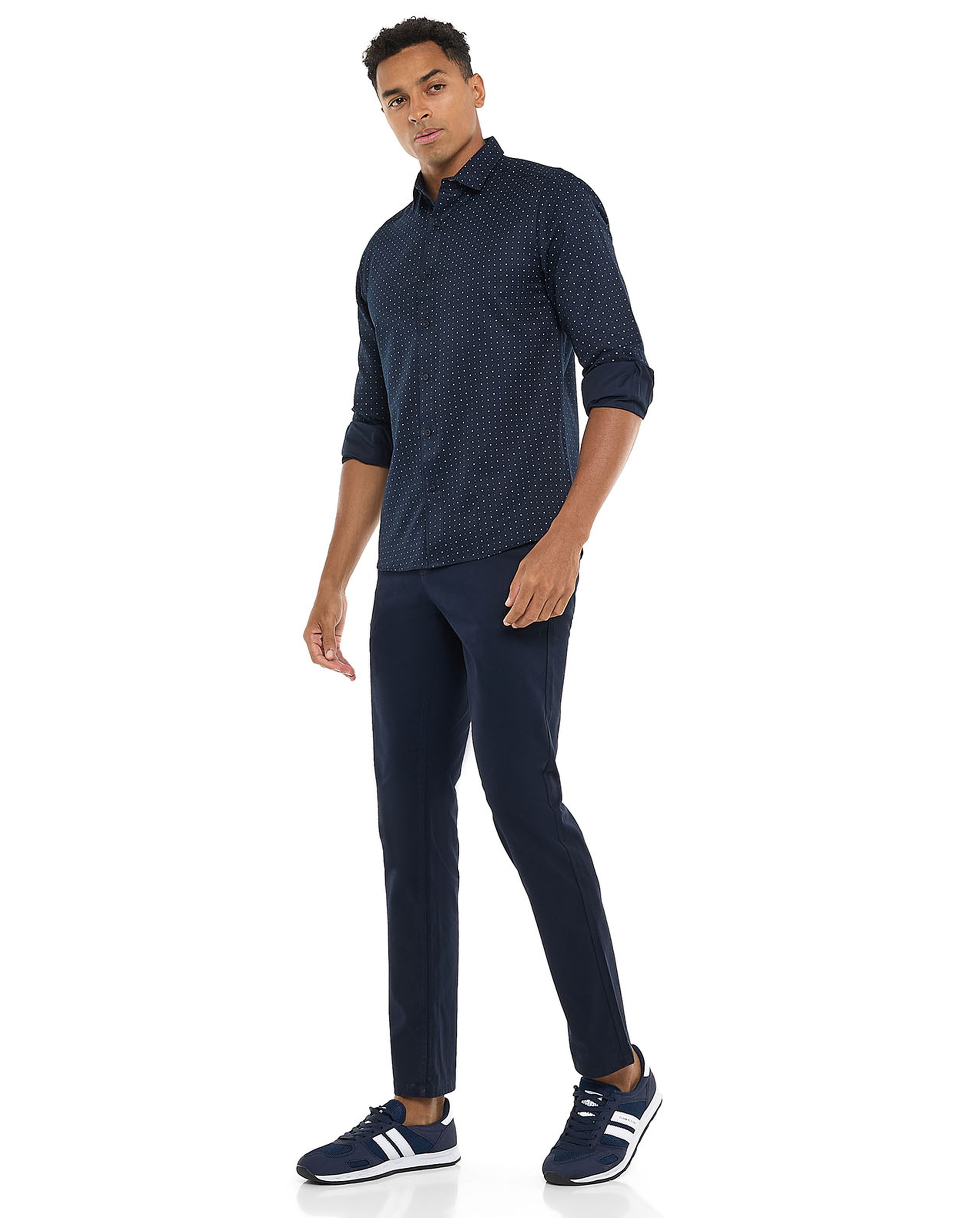 Printed Shirt with Classic Collar and Long Sleeves