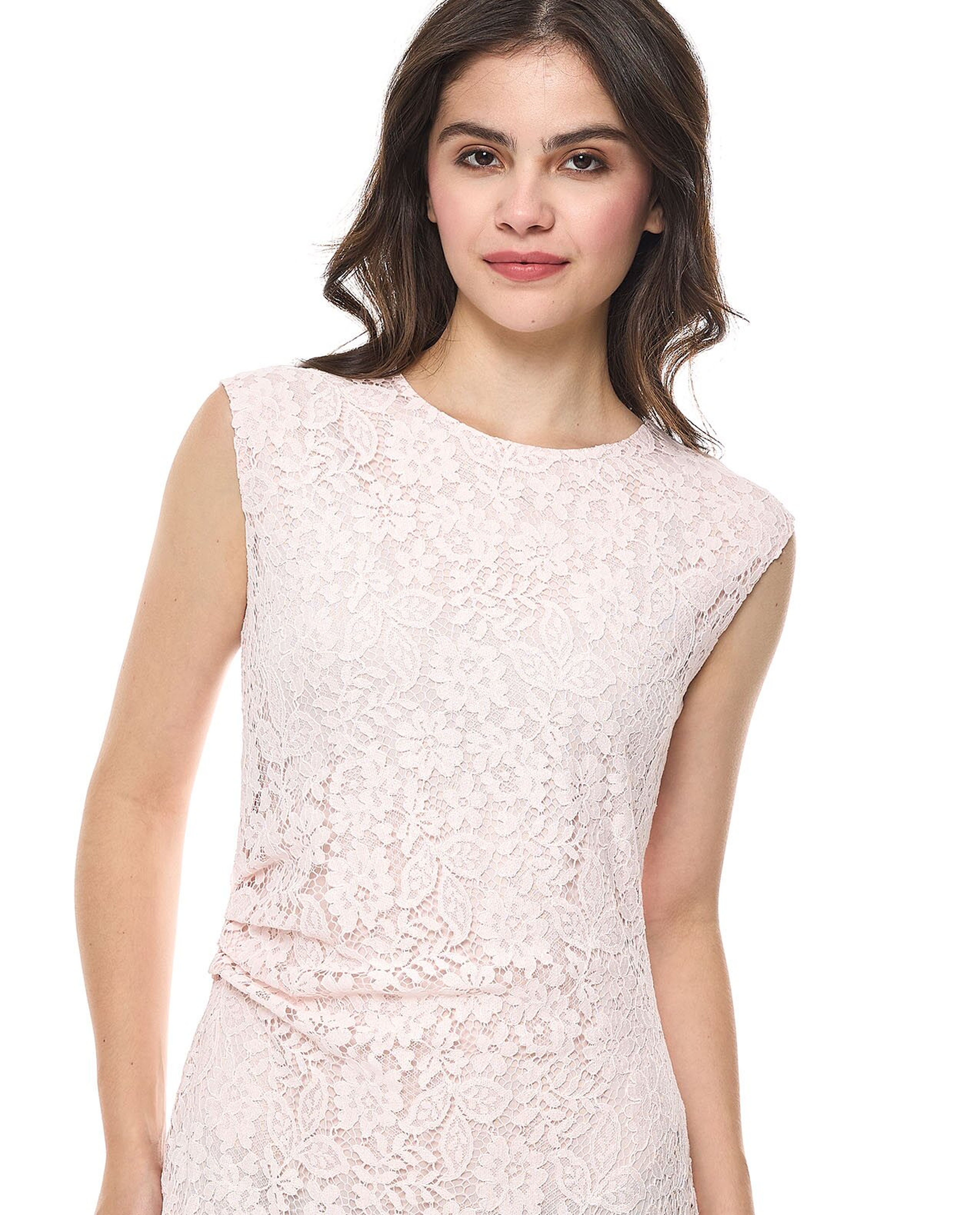 Laced Sleeveless Maxi Dress with Crew Neck