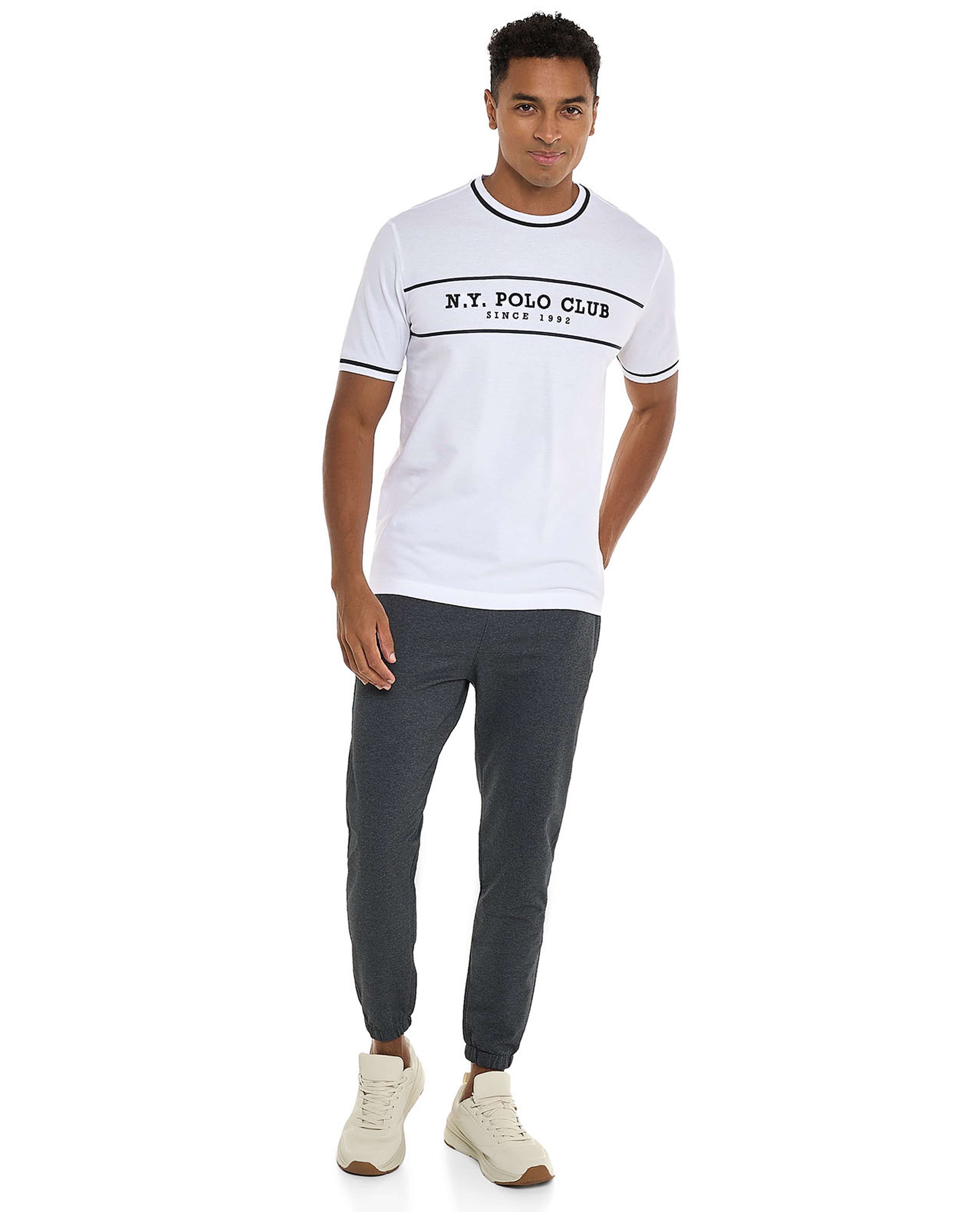 Typography Print T-Shirt with Crew Neck and Short Sleeves