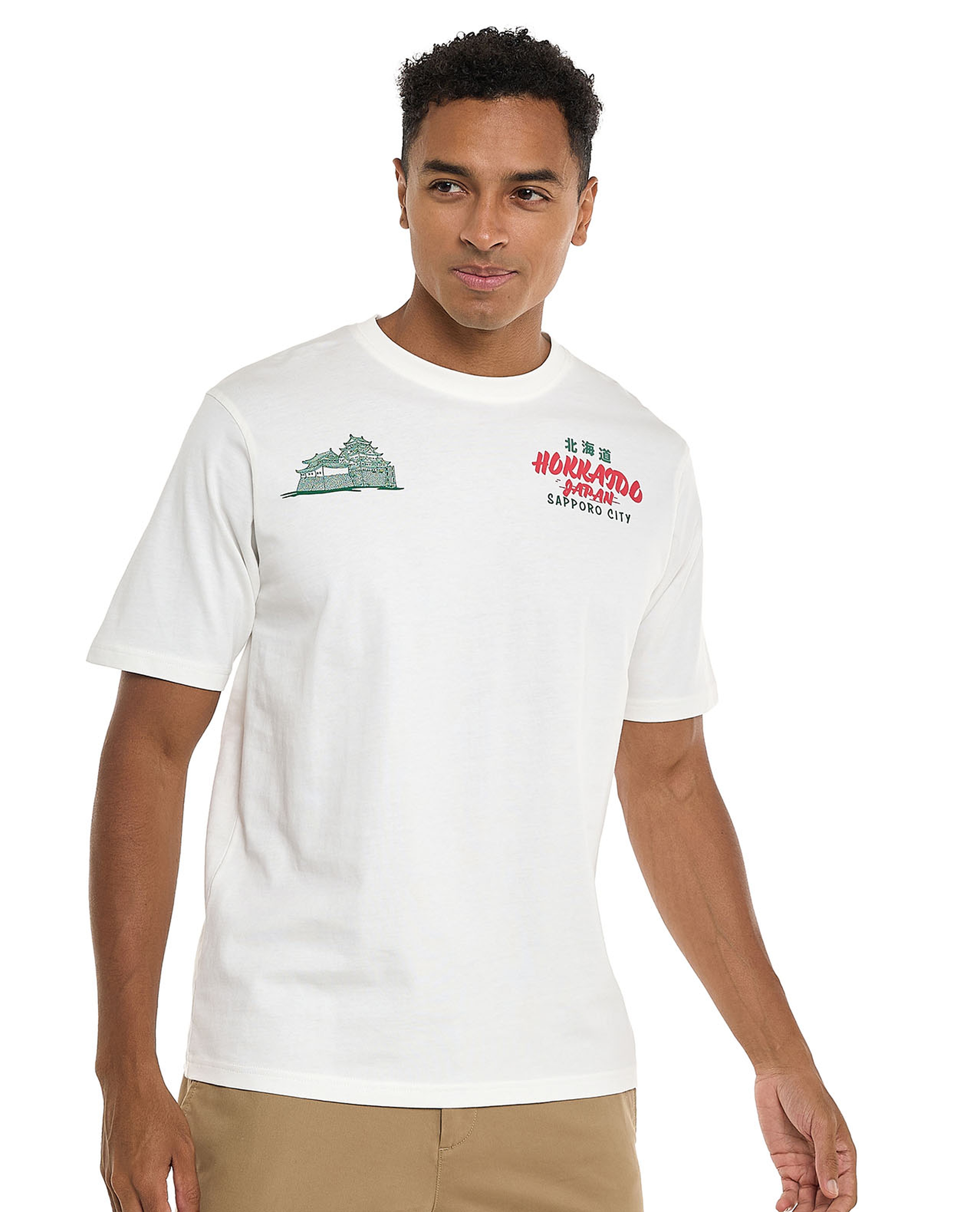 Typography Print T-Shirt with Crew Neck and Short Sleeves