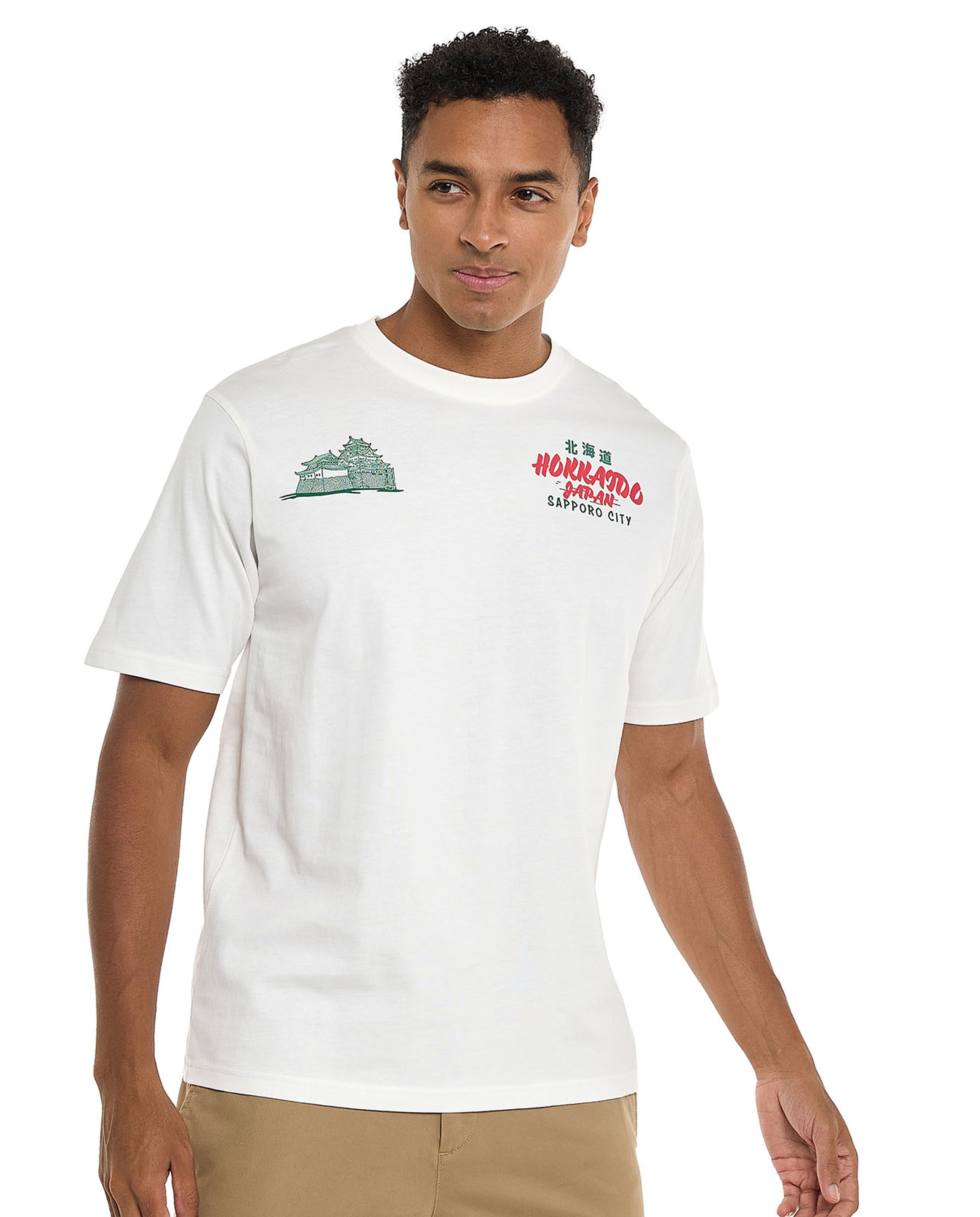 Typography Print T-Shirt with Crew Neck and Short Sleeves