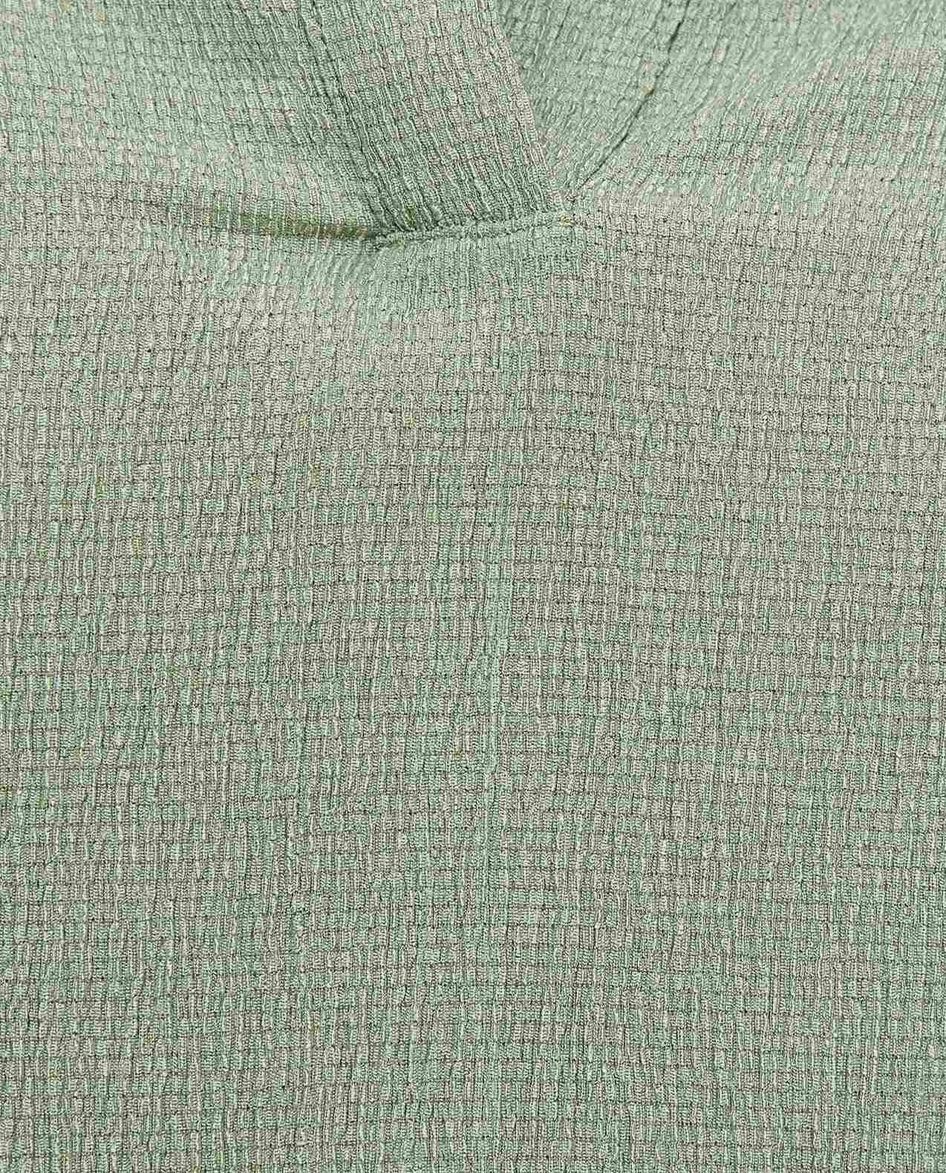 Textured Top with Spread Collar and Bishop Sleeves