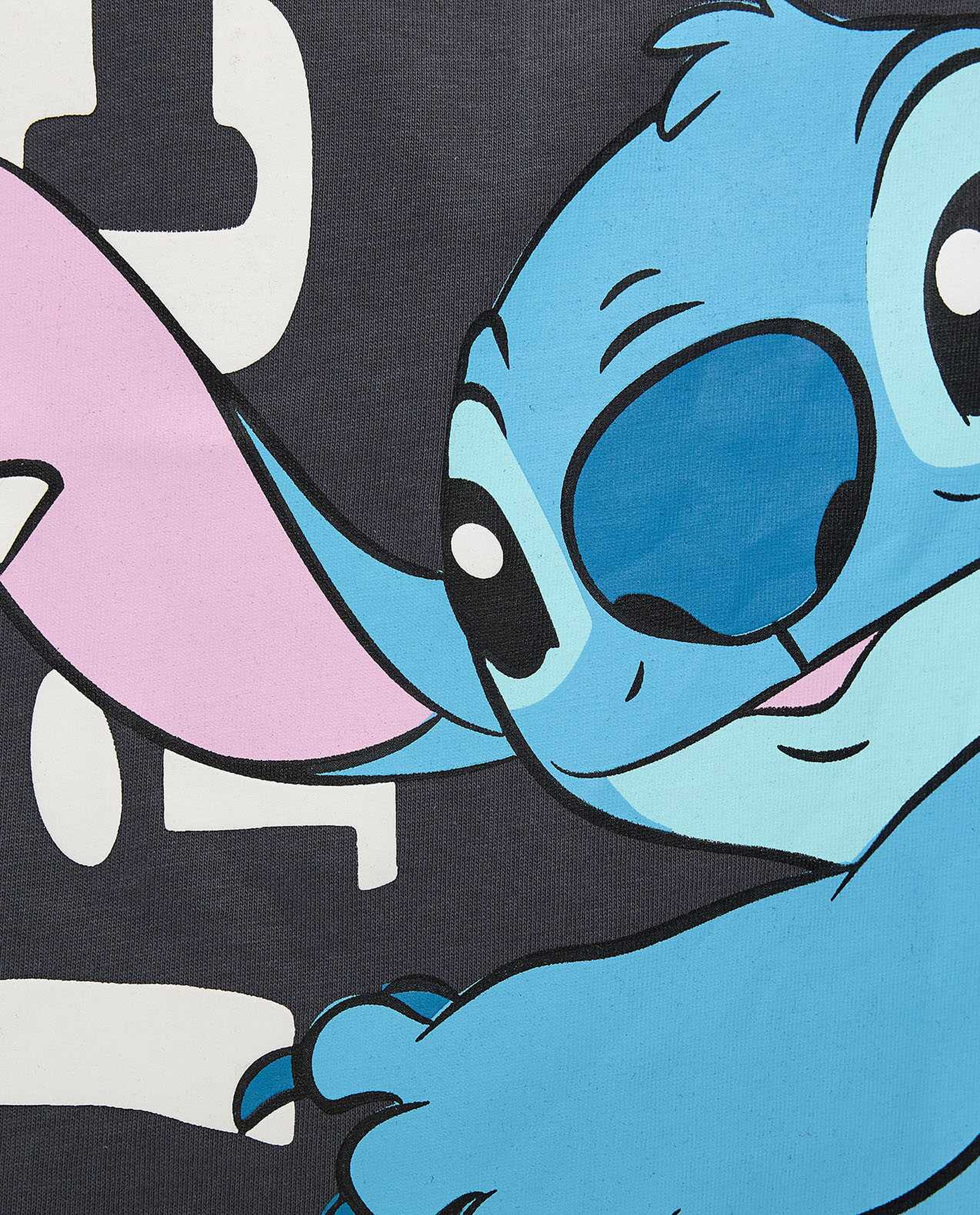 Stitch Print T-Shirt with Crew Neck and Short Sleeves