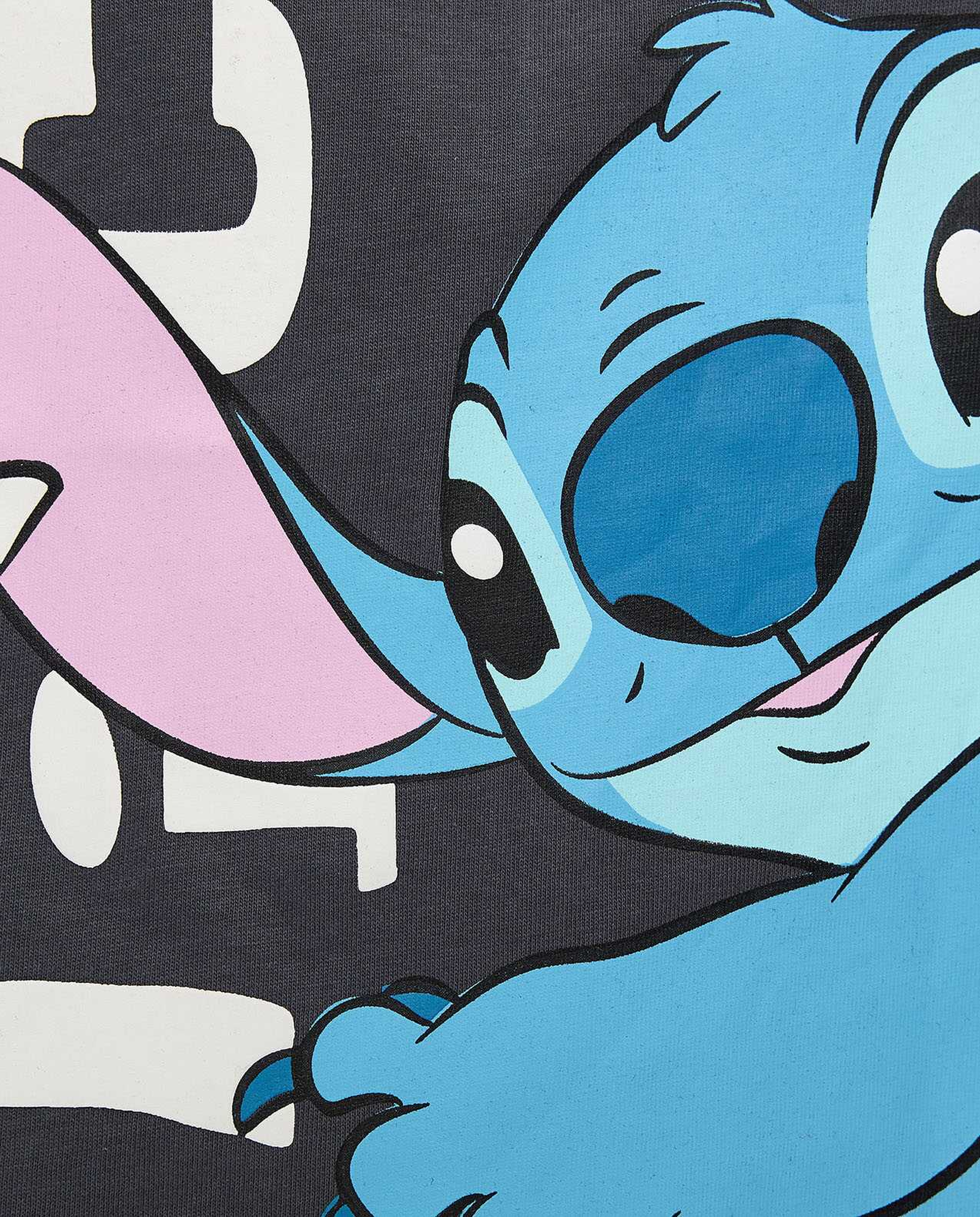 Stitch Print T-Shirt with Crew Neck and Short Sleeves