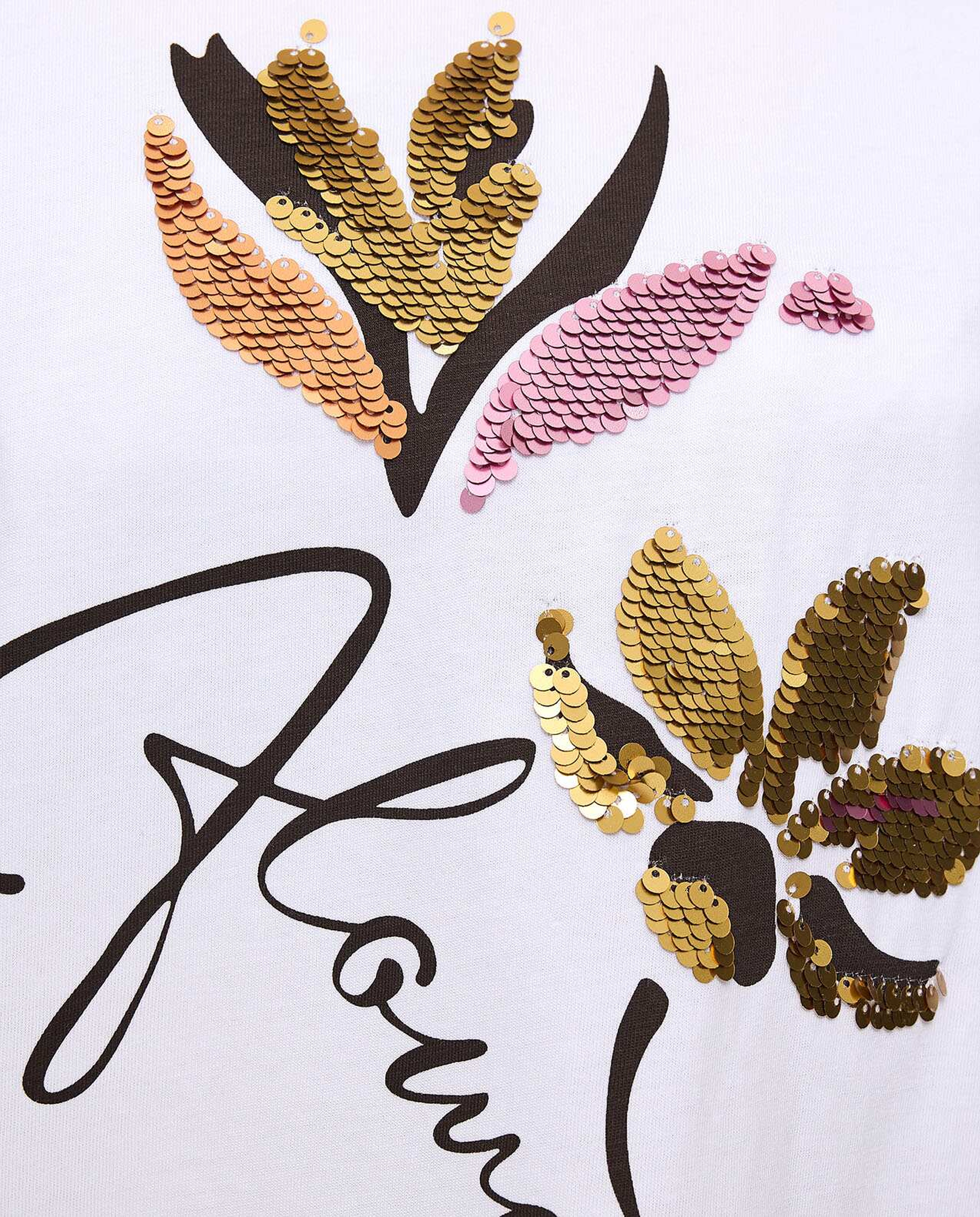 تيشيرت مزين بترتر بأكمام قصيرة وبرقبة مستديرة