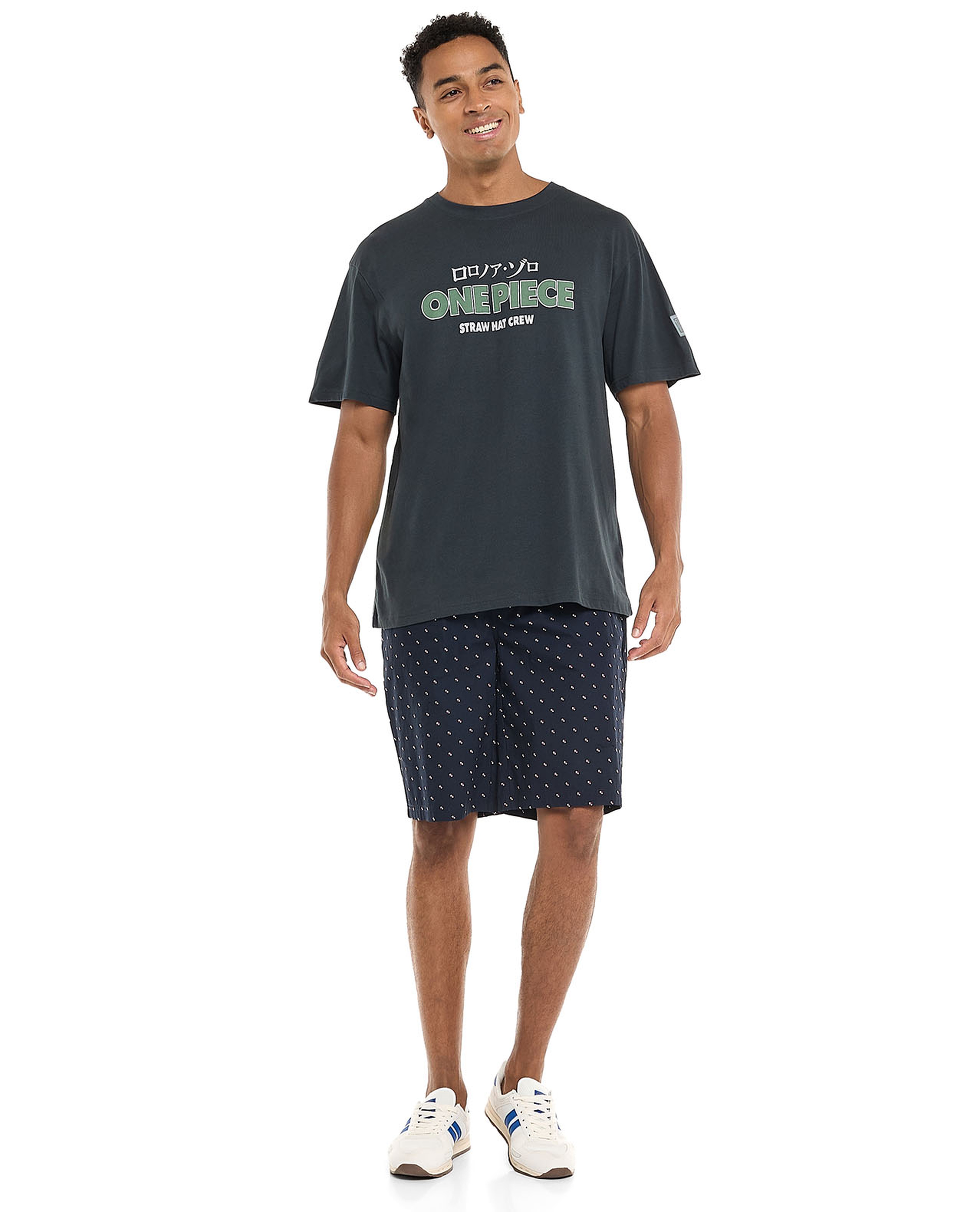 Typography Print T-Shirt with Crew Neck and Short Sleeves