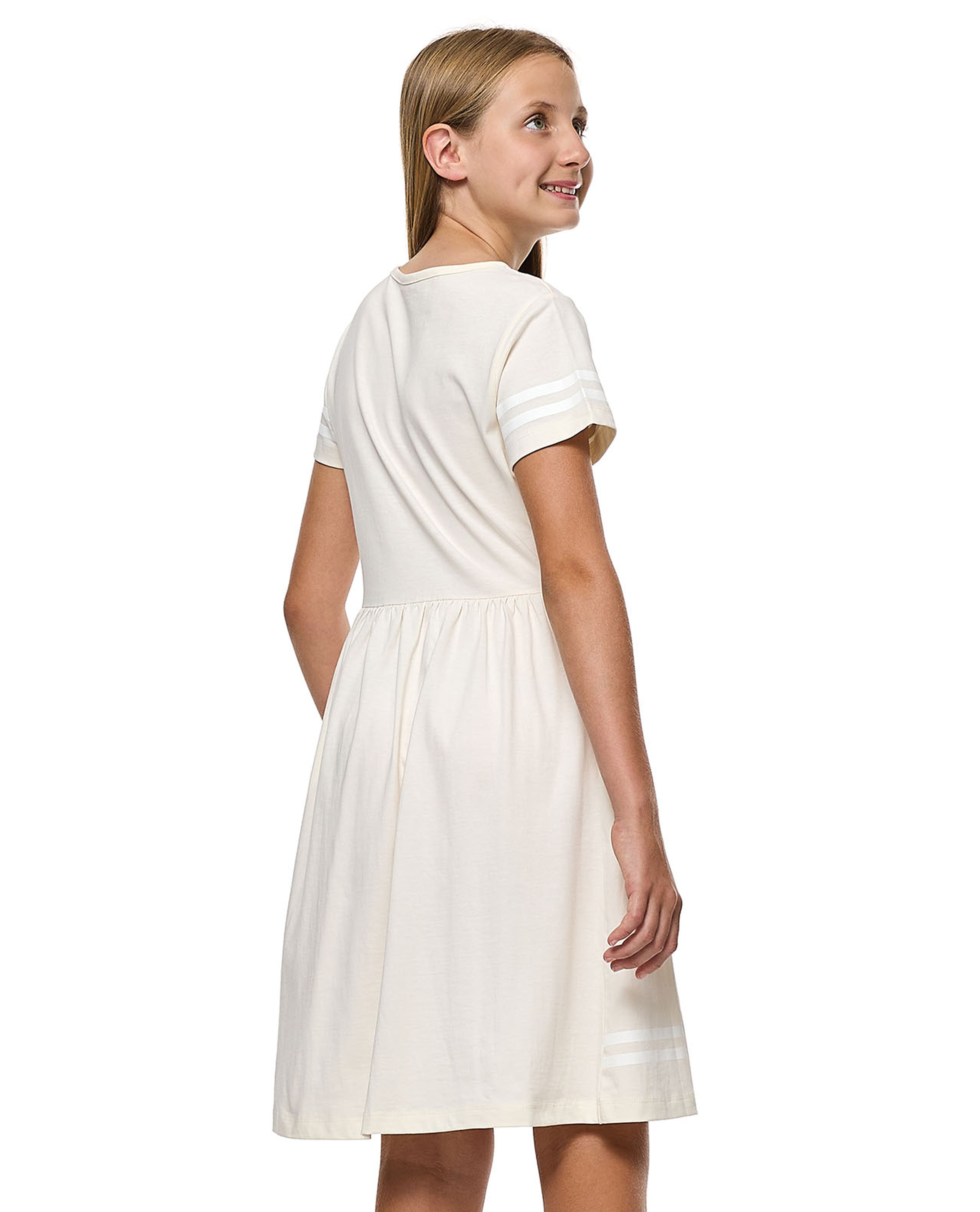 Printed Fit and Flare Dress with Short Sleeves