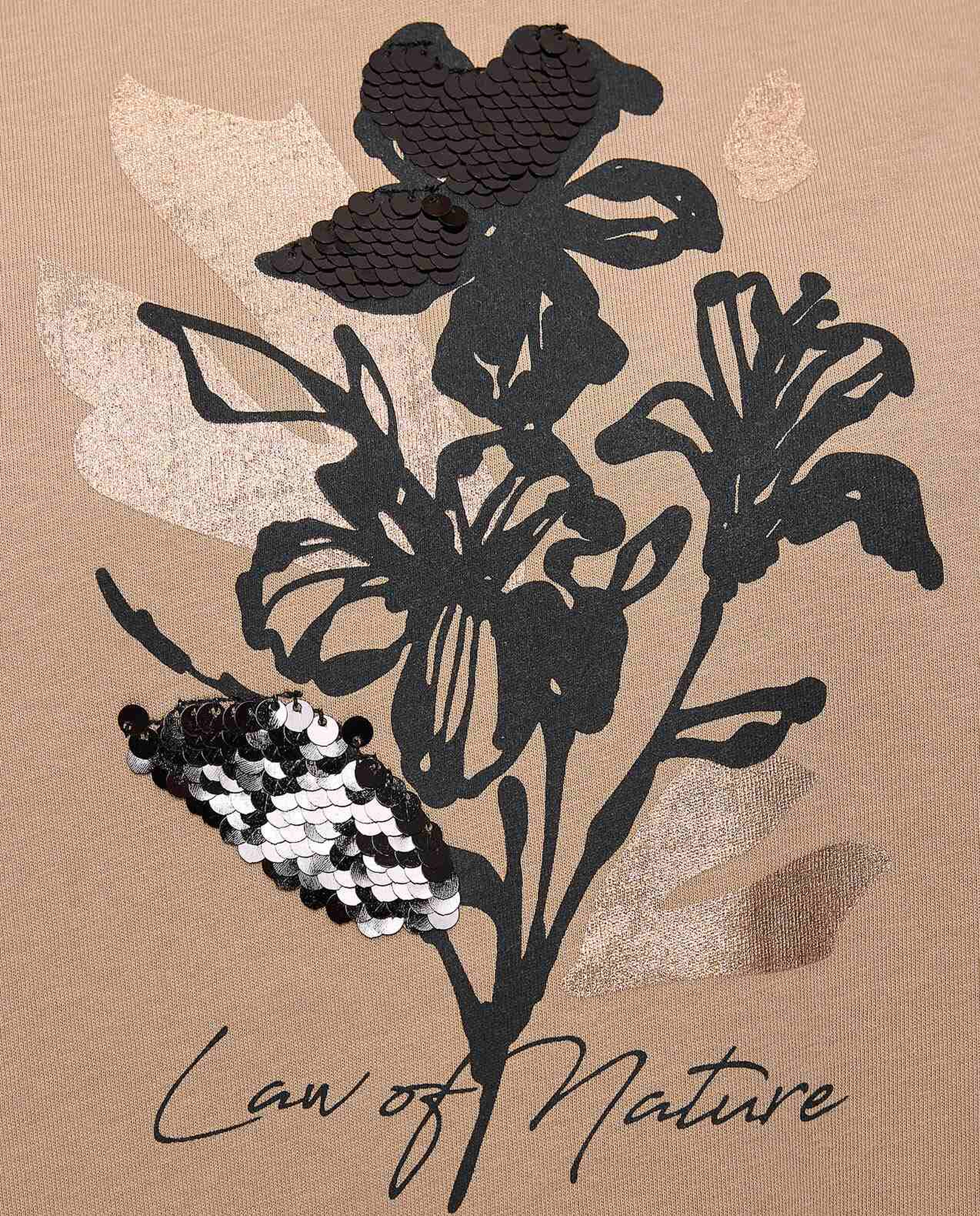 Sequins T-Shirt With Crew Neck and Short Sleeves