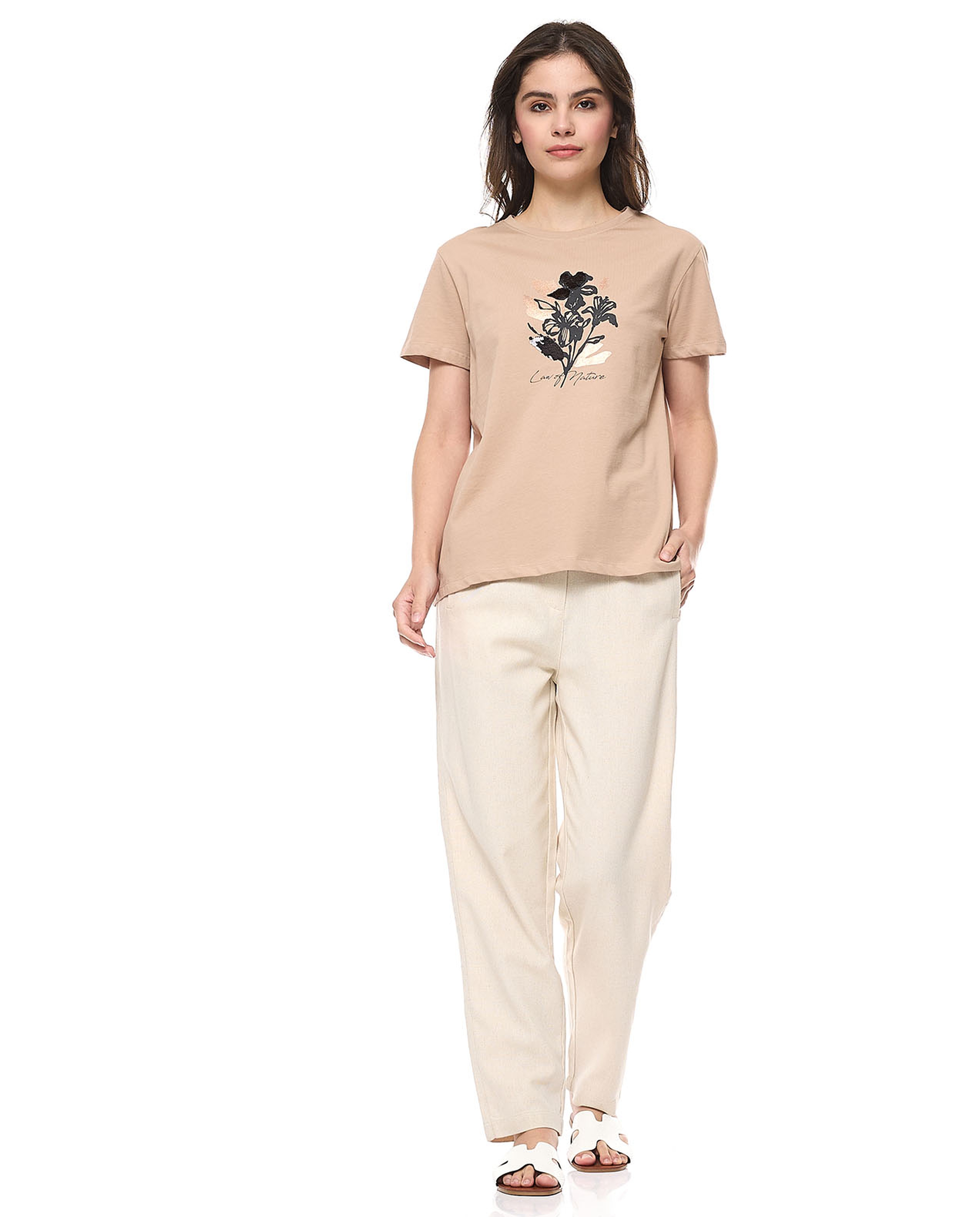 Sequins T-Shirt With Crew Neck and Short Sleeves