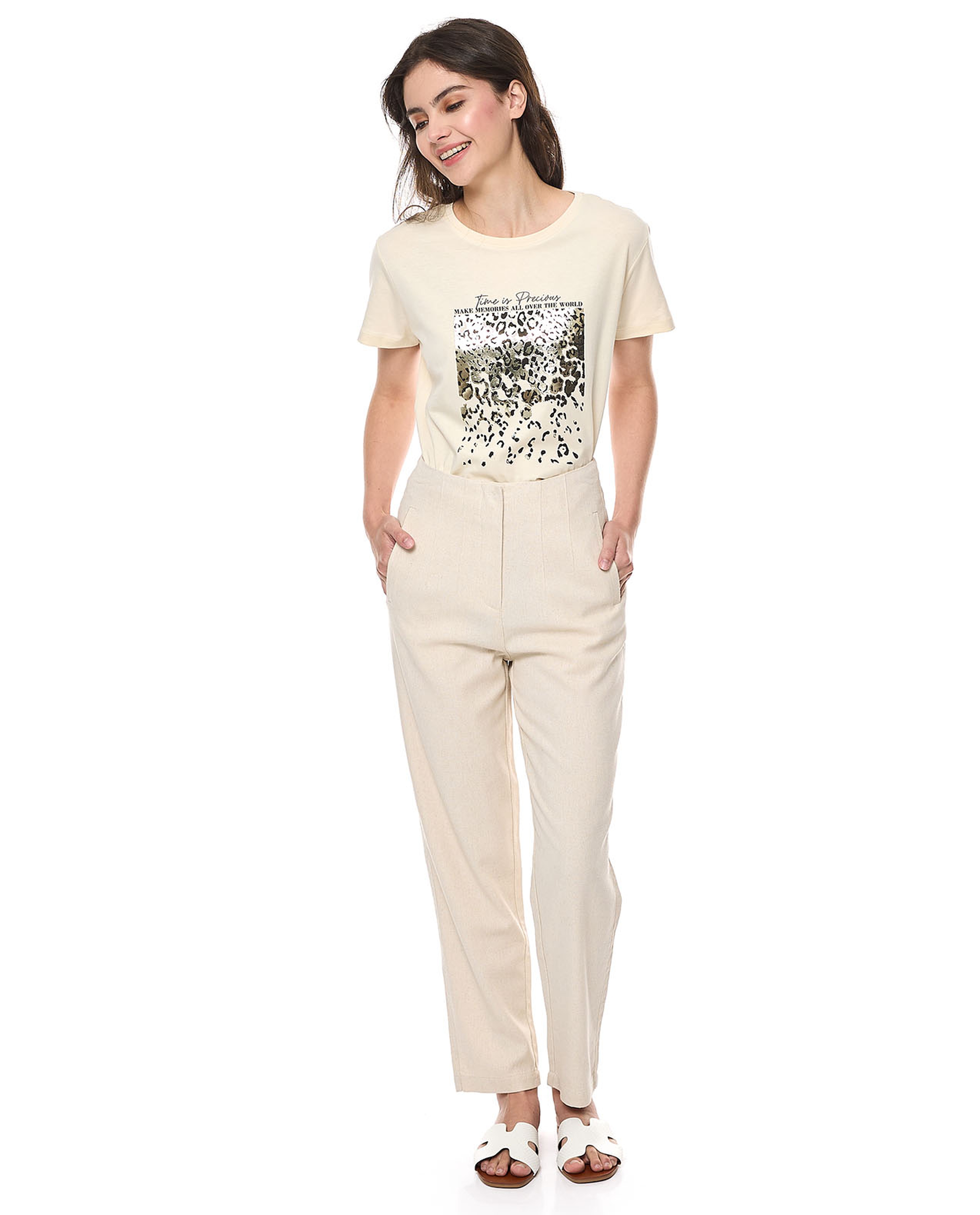 Printed T-Shirt With Crew Neck and Short Sleeves