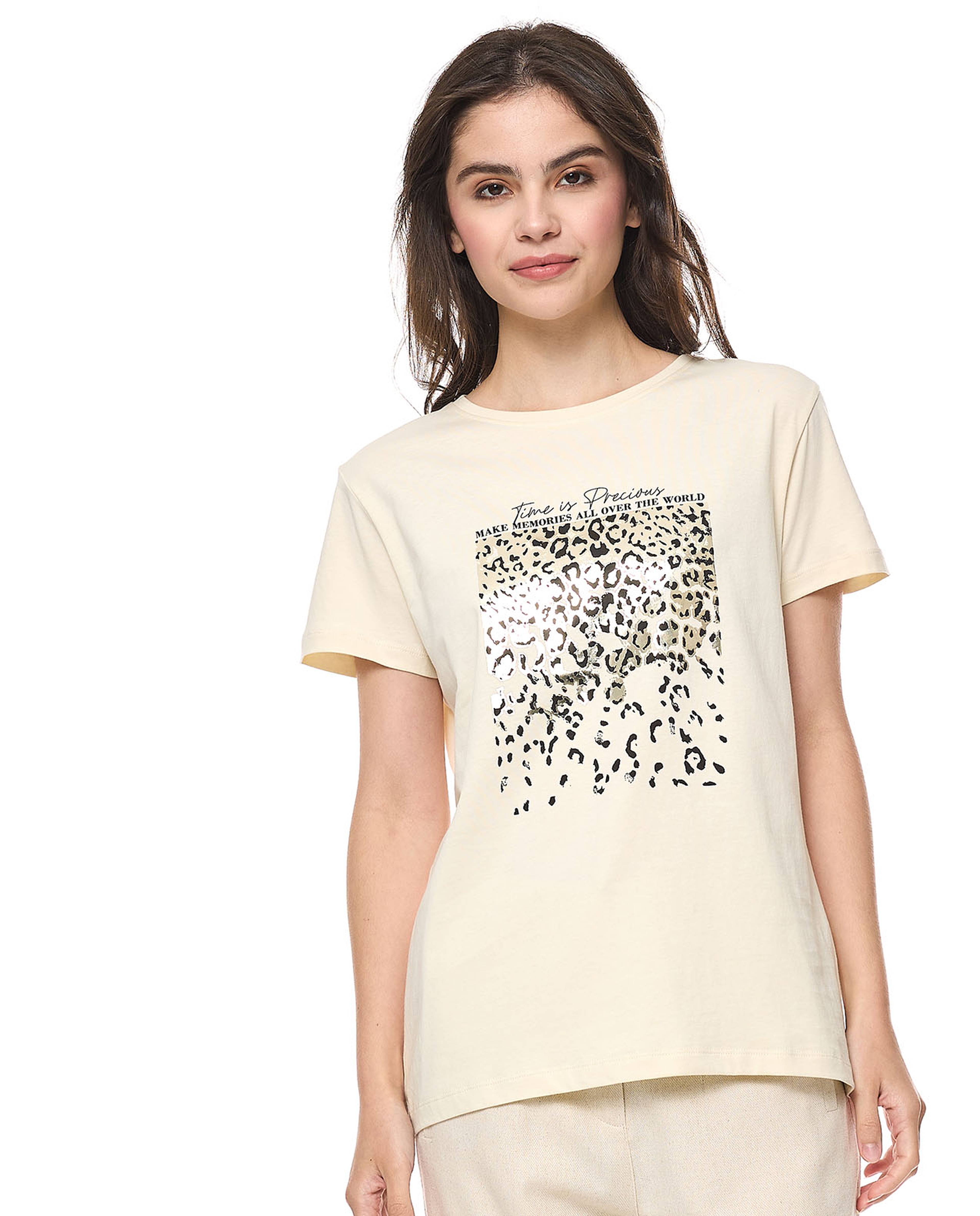 Printed T-Shirt With Crew Neck and Short Sleeves