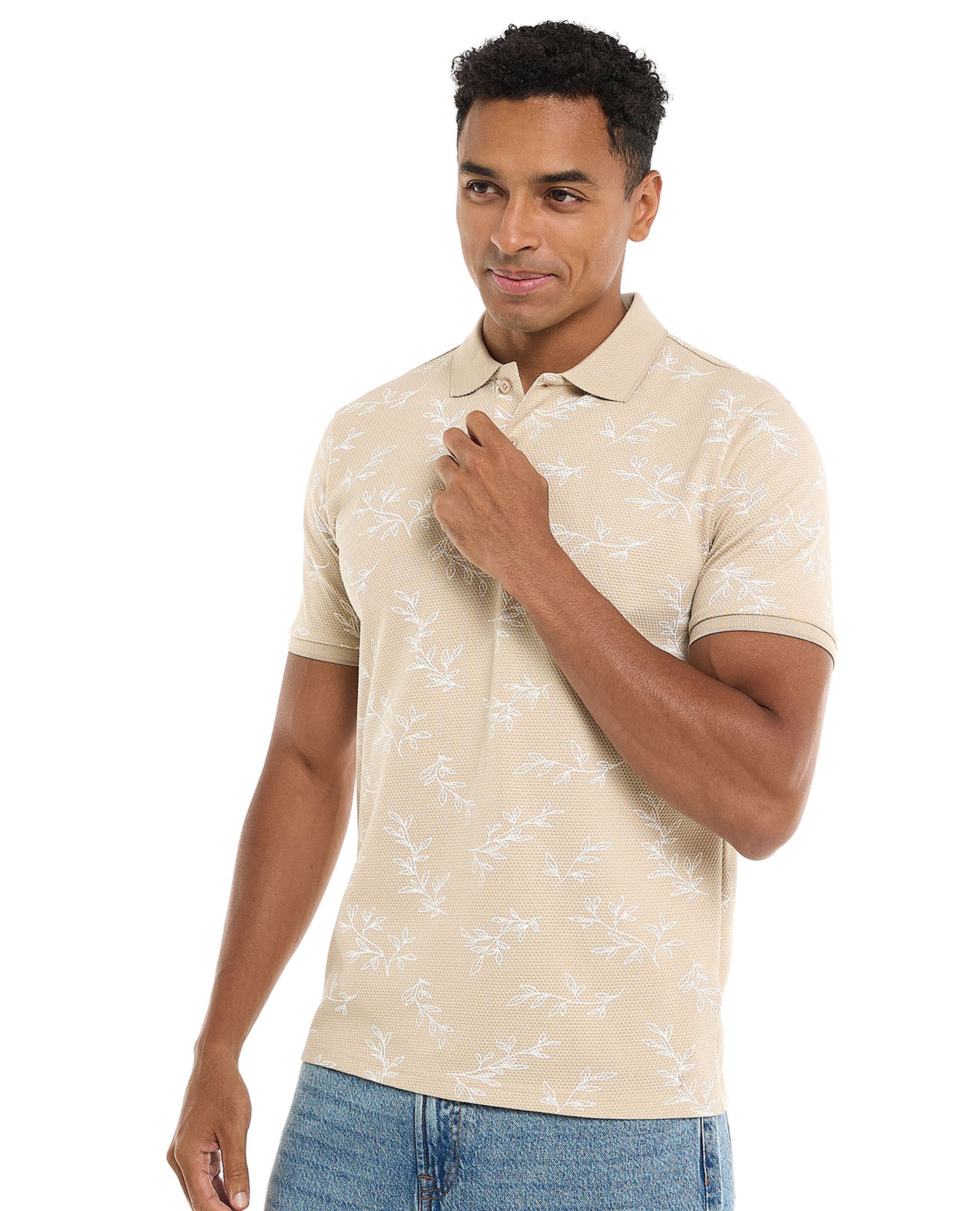 Printed Polo T-Shirt with Short Sleeves