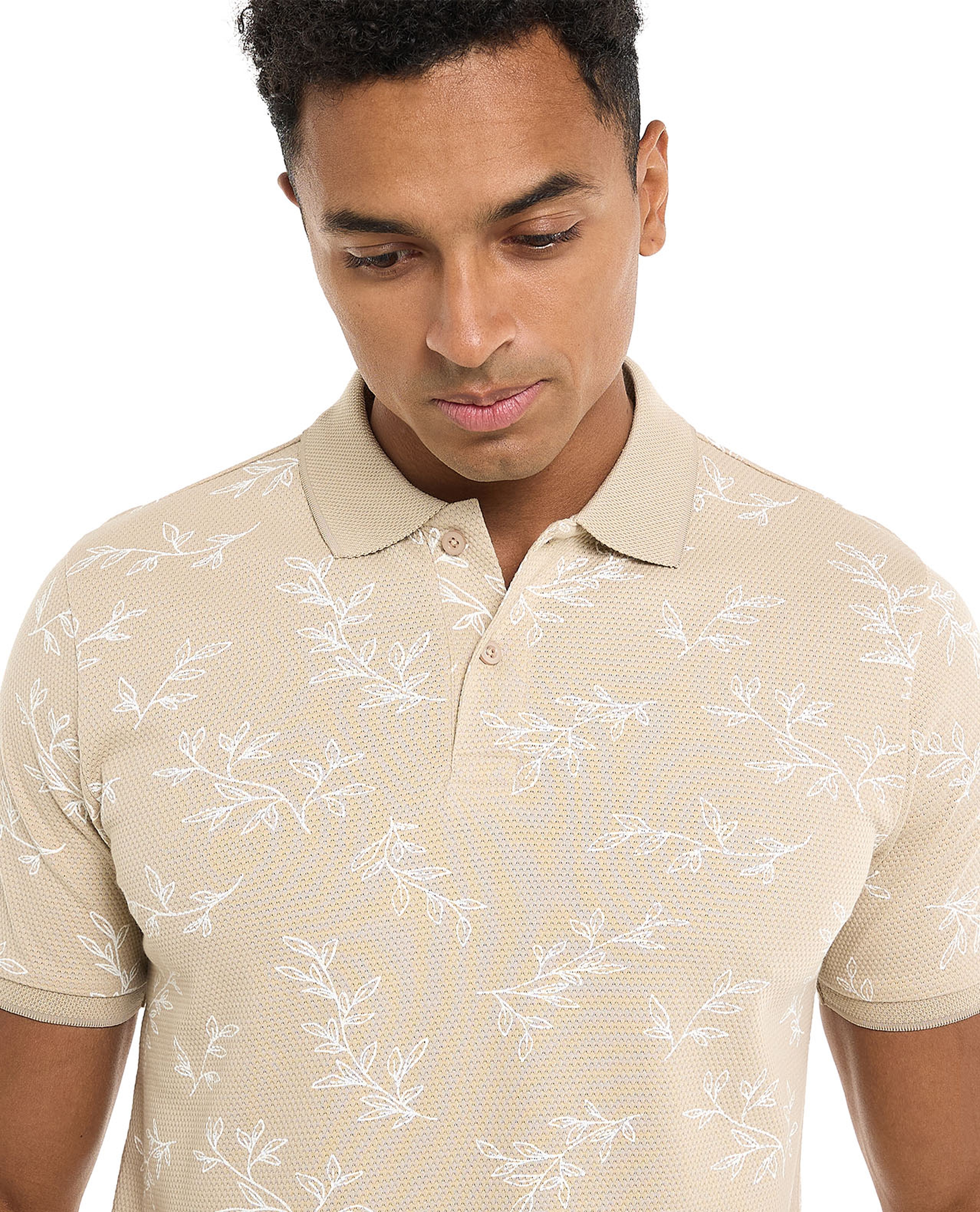 Printed Polo T-Shirt with Short Sleeves