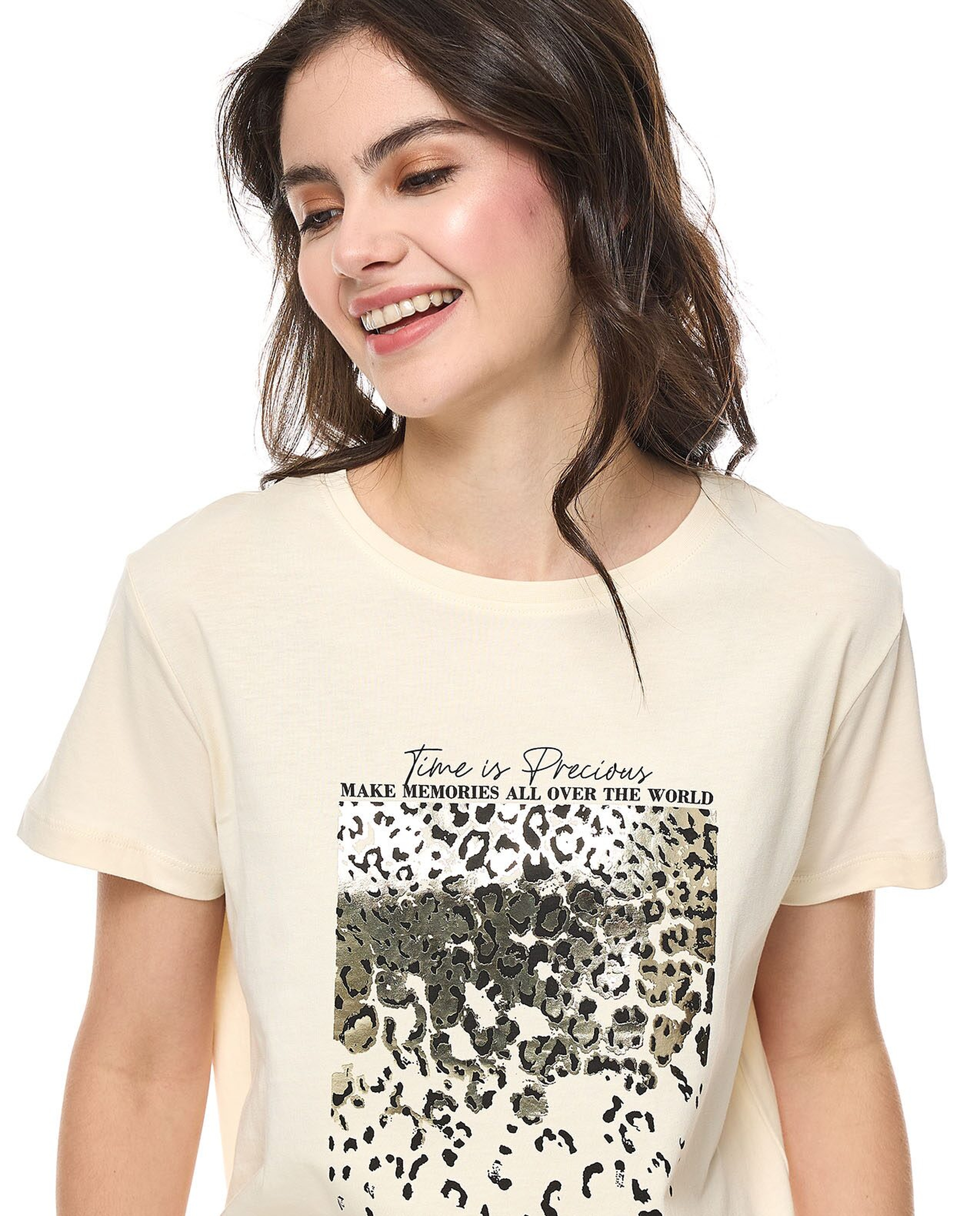 Printed T-Shirt With Crew Neck and Short Sleeves